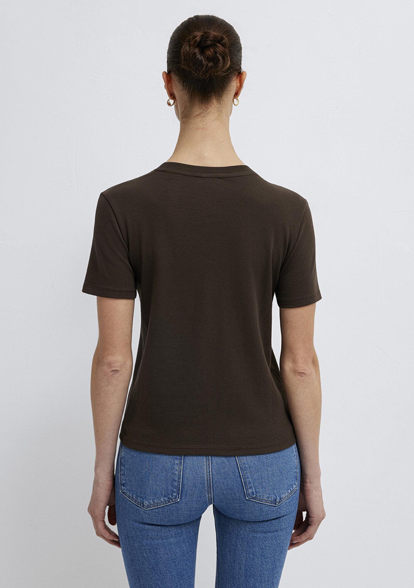 Mavi Kahverengi Basic Tişört Slim Fit / Dar Kesim 1614181-90707