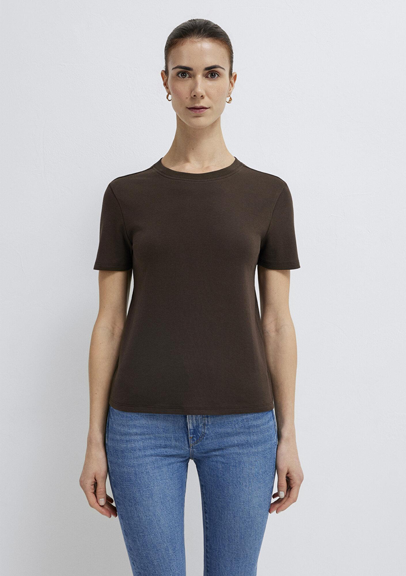 Mavi Kahverengi Basic Tişört Slim Fit / Dar Kesim 1614181-90707