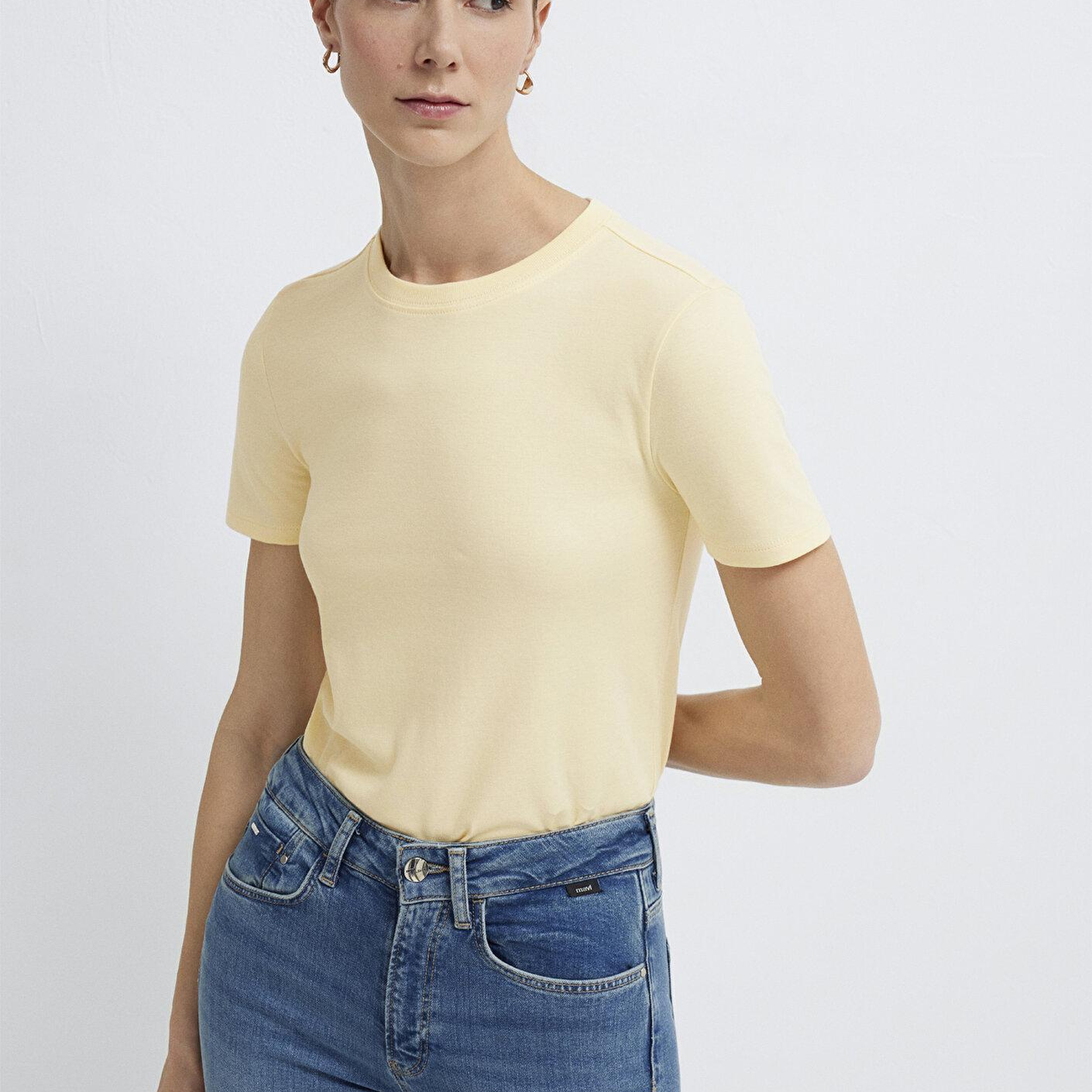 Mavi Sarı Basic Tişört Slim Fit / Dar Kesim 1614181-70014