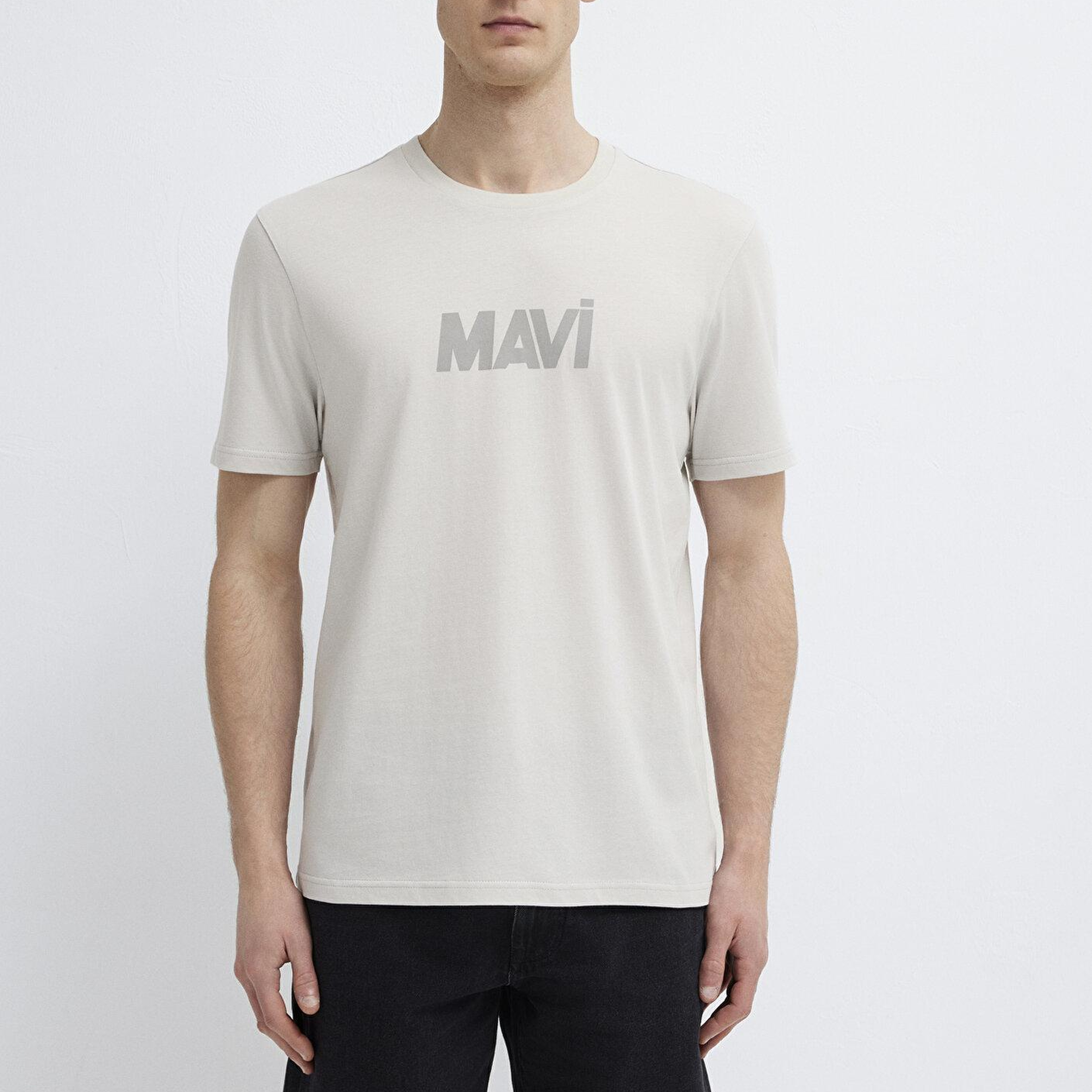 Mavi Mavi Logo Baskılı Gri Tişört Regular Fit / Normal Kesim 0612896-70080