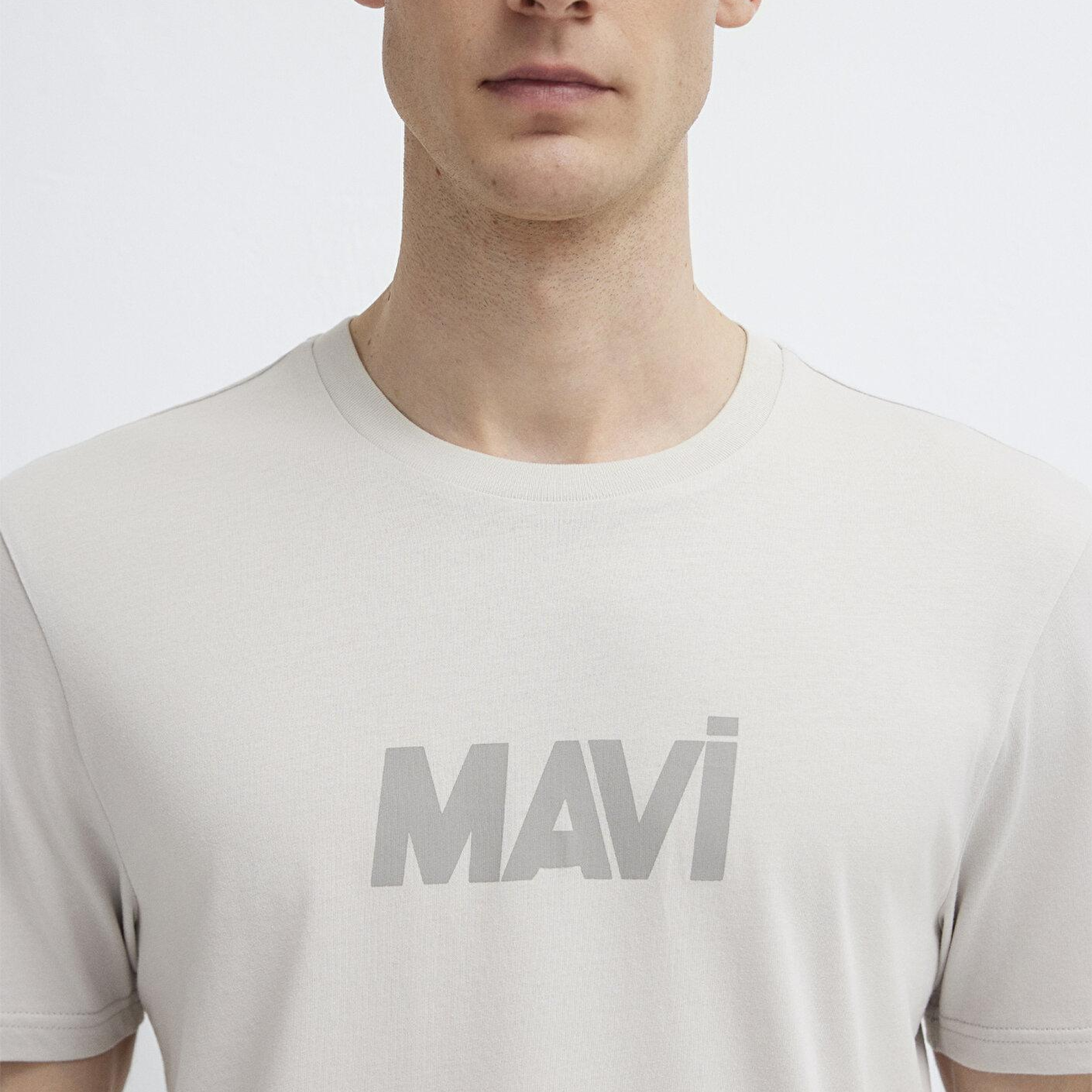 Mavi Mavi Logo Baskılı Gri Tişört Regular Fit / Normal Kesim 0612896-70080