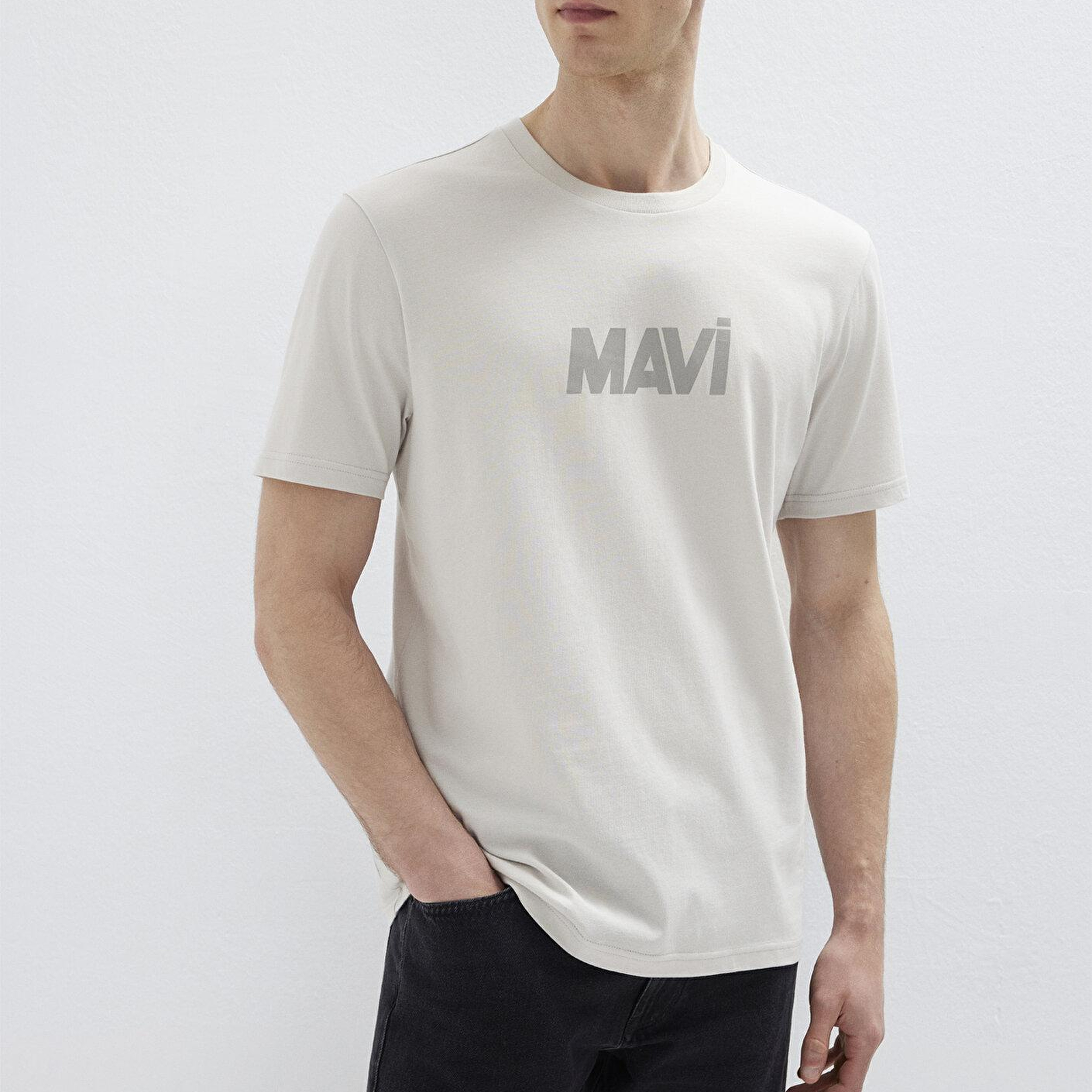 Mavi Mavi Logo Baskılı Gri Tişört Regular Fit / Normal Kesim 0612896-70080