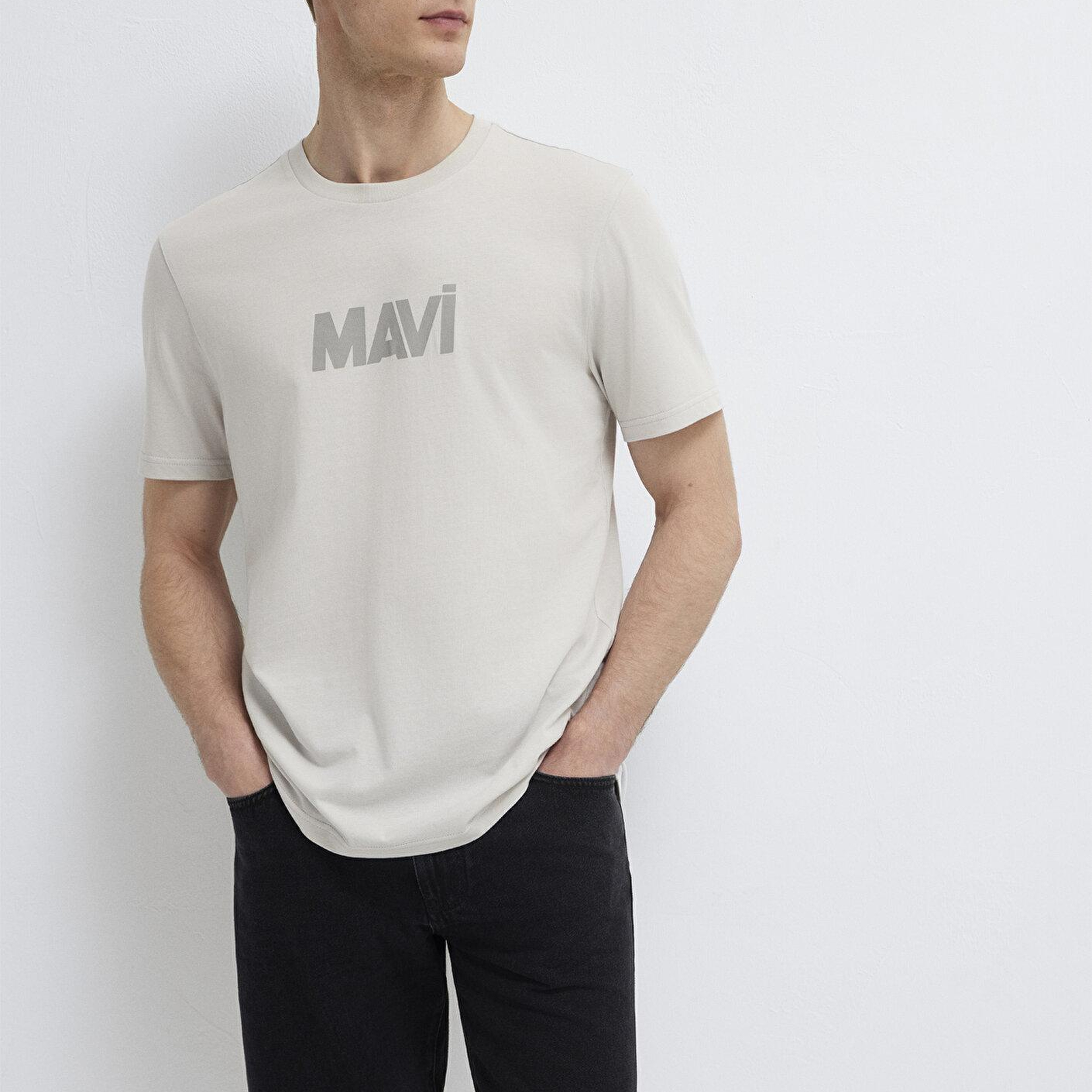Mavi Mavi Logo Baskılı Gri Tişört Regular Fit / Normal Kesim 0612896-70080