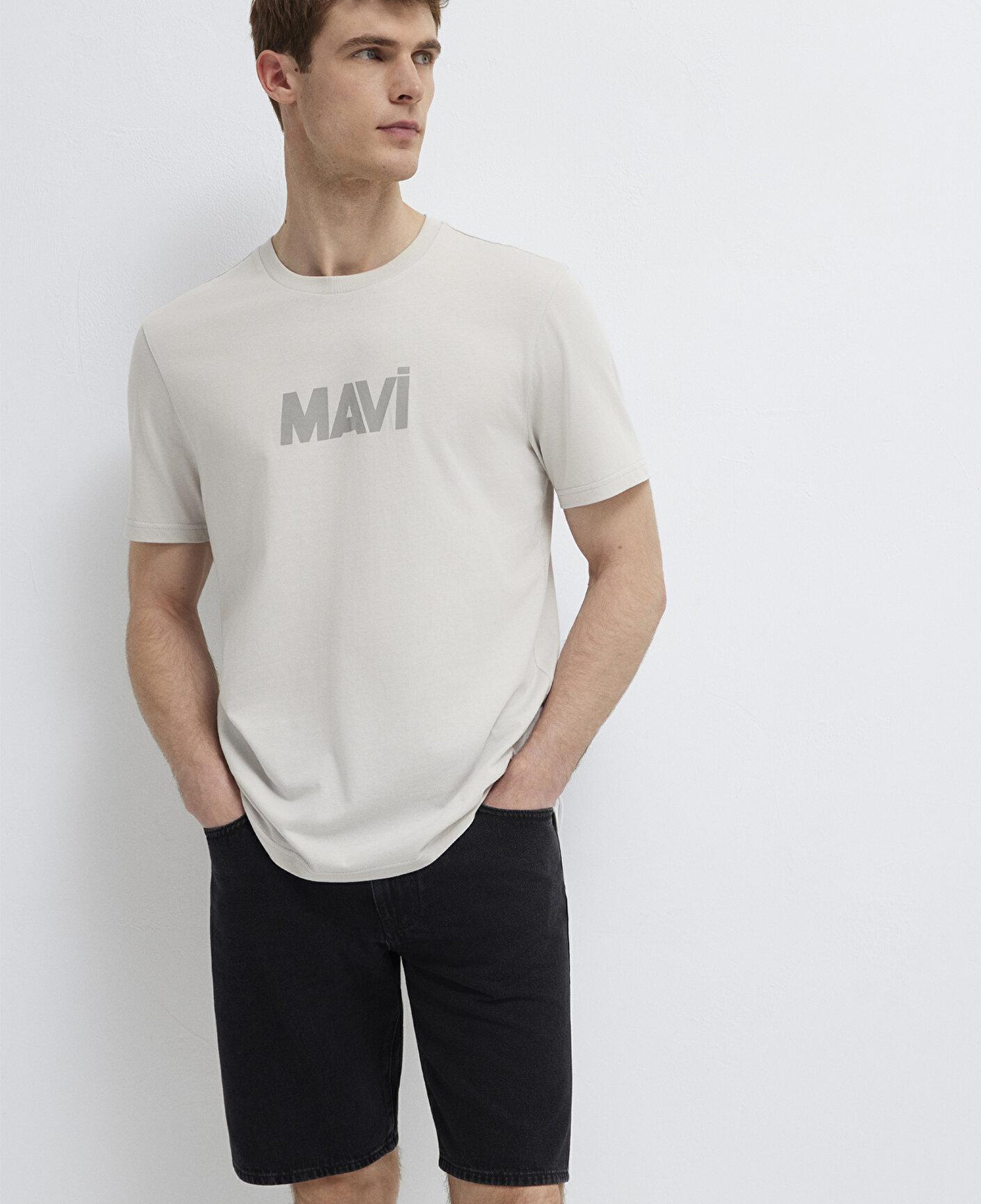 Mavi Mavi Logo Baskılı Gri Tişört Regular Fit / Normal Kesim 0612896-70080