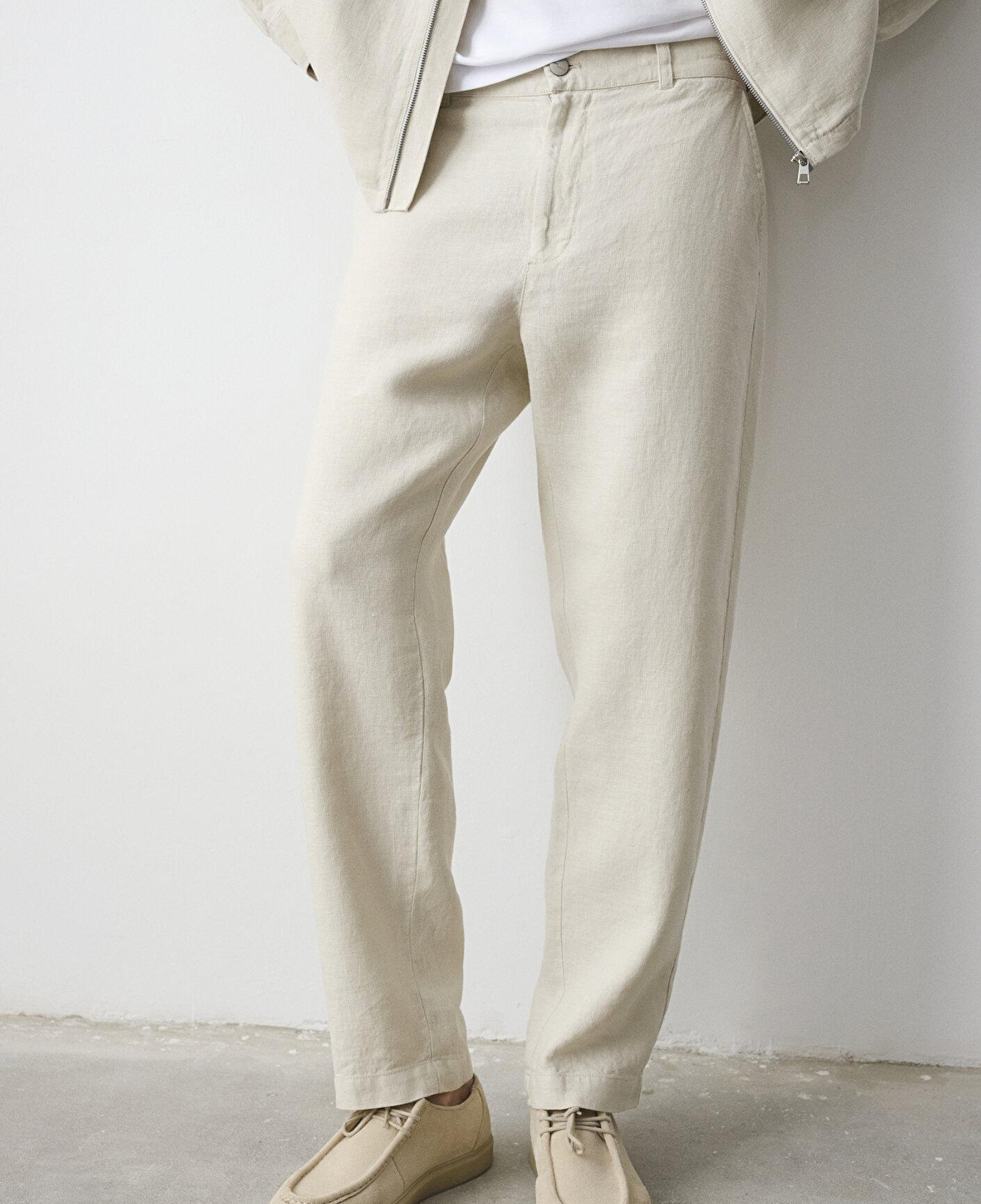 Mavi Bej Keten Pantolon 0010587-70144
