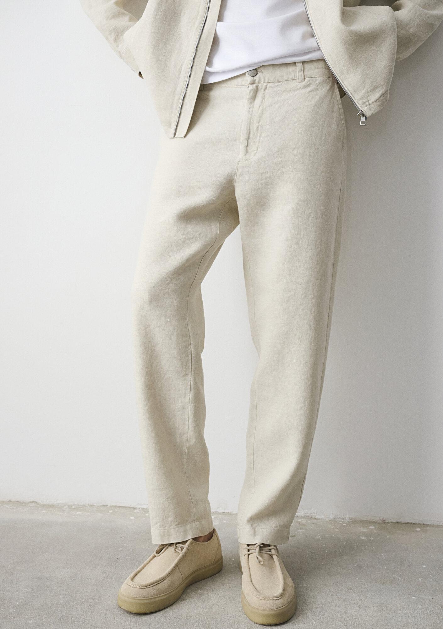 Mavi Bej Keten Pantolon 0010587-70144