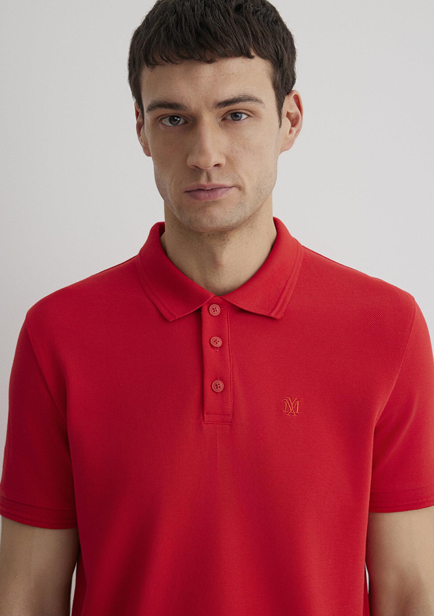 Mavi Kırmızı Polo Tişört Slim Fit / Dar Kesim 064946-70471