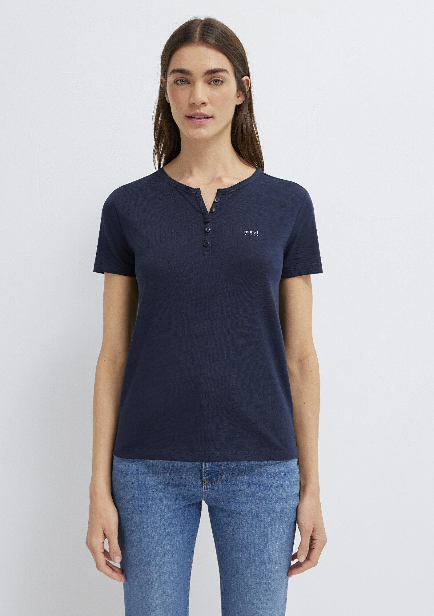 Mavi Mavi Logo Baskılı Lacivert Tişört Slim Fit / Dar Kesim 1613981-70490