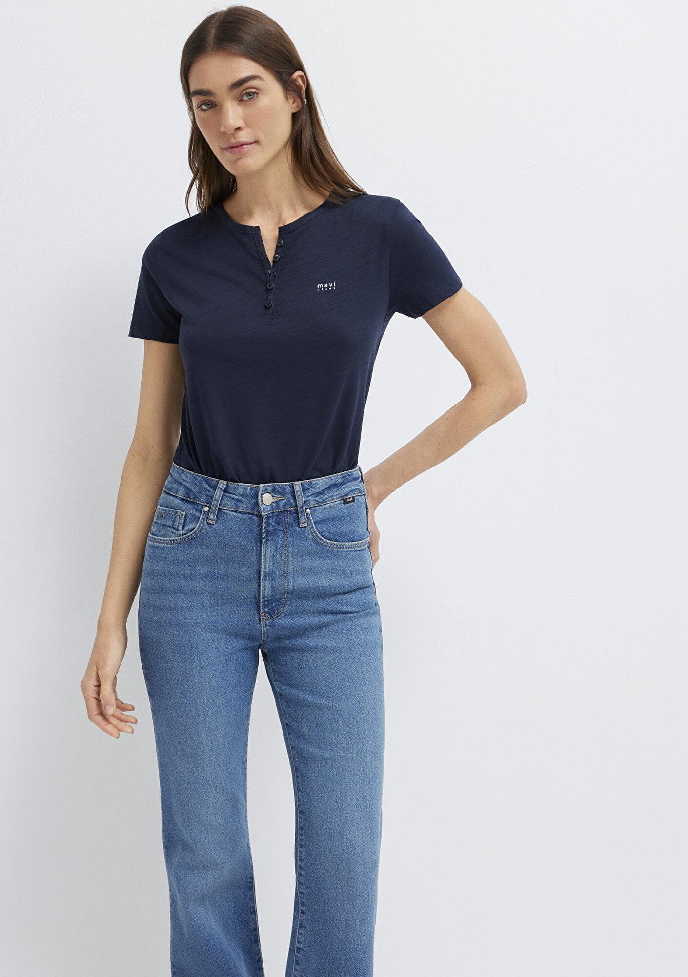 Mavi Mavi Logo Baskılı Lacivert Tişört Slim Fit / Dar Kesim 1613981-70490
