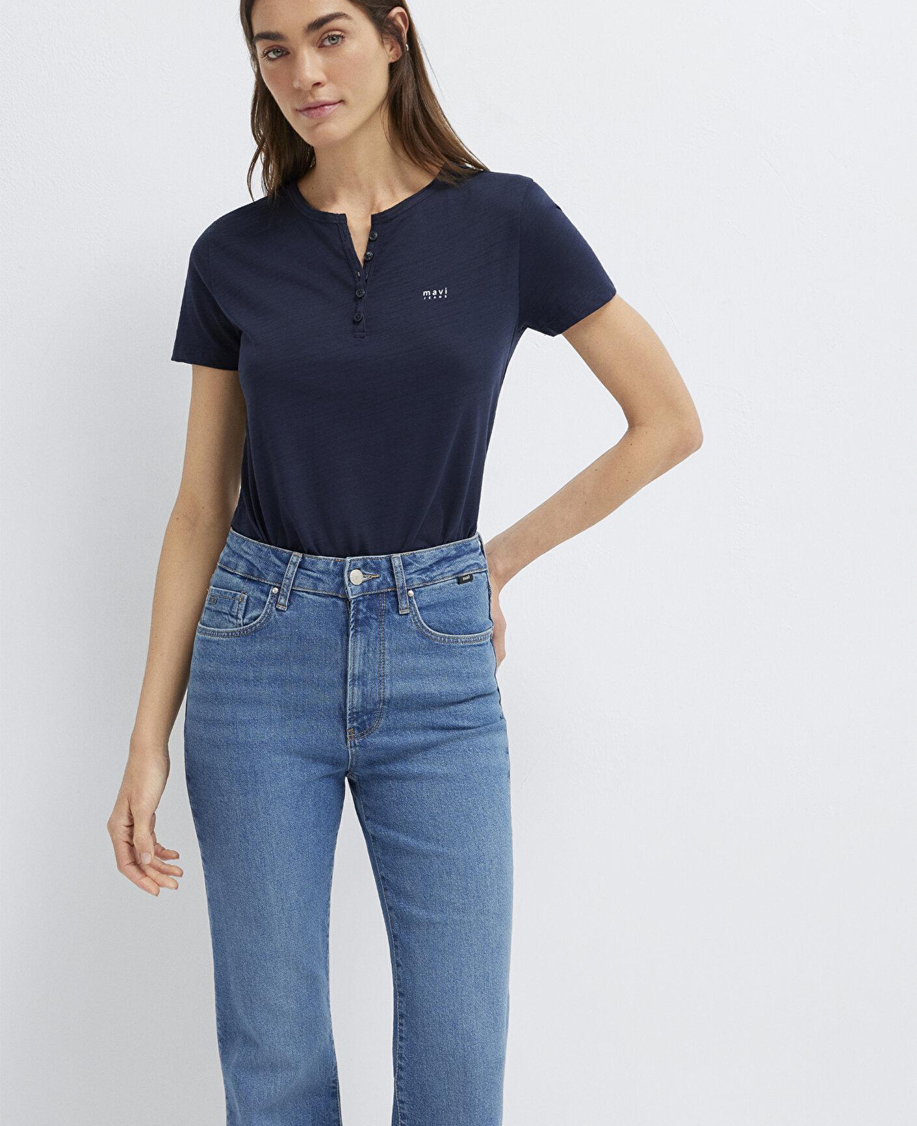 Mavi Mavi Logo Baskılı Lacivert Tişört Slim Fit / Dar Kesim 1613981-70490