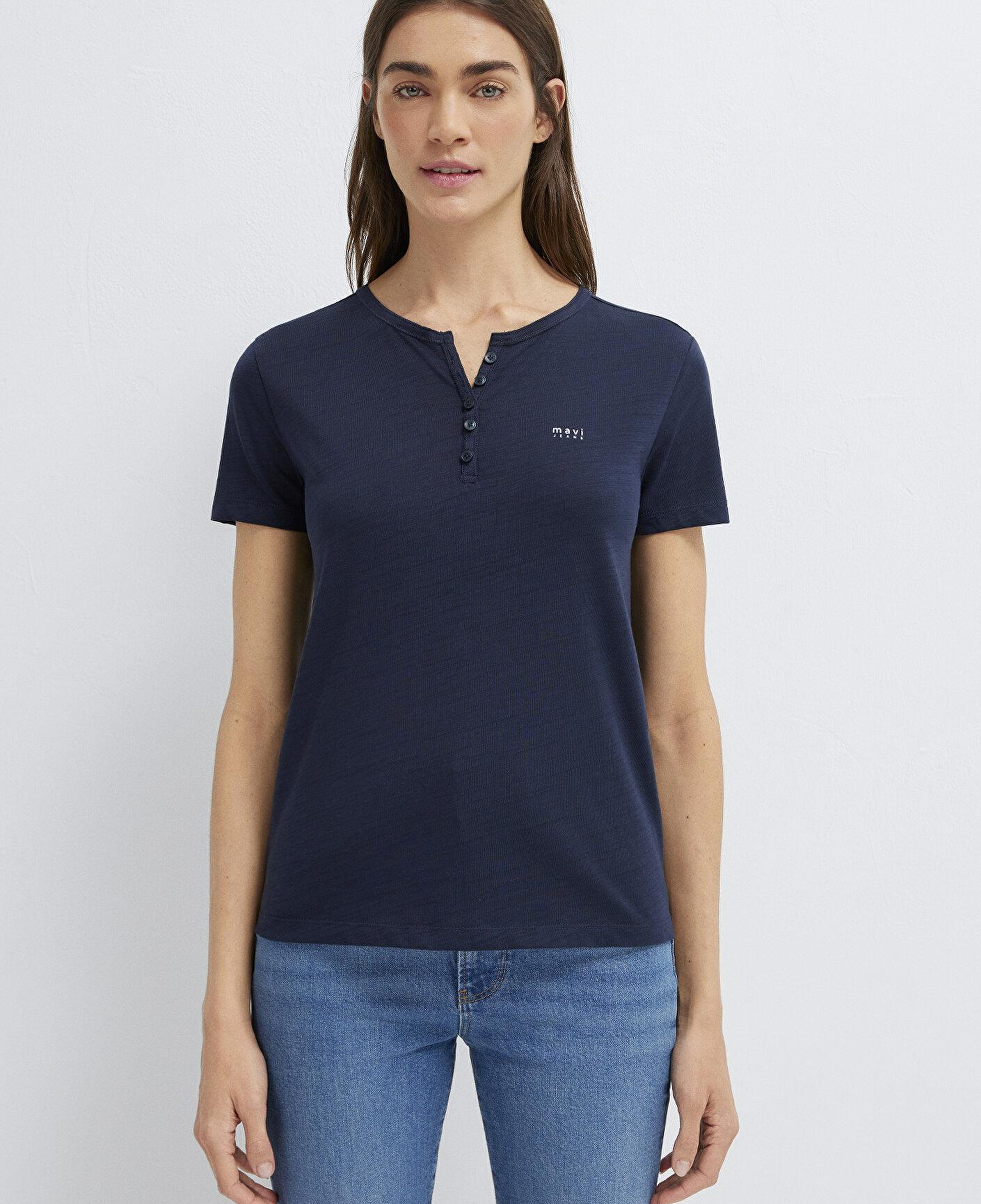 Mavi Mavi Logo Baskılı Lacivert Tişört Slim Fit / Dar Kesim 1613981-70490