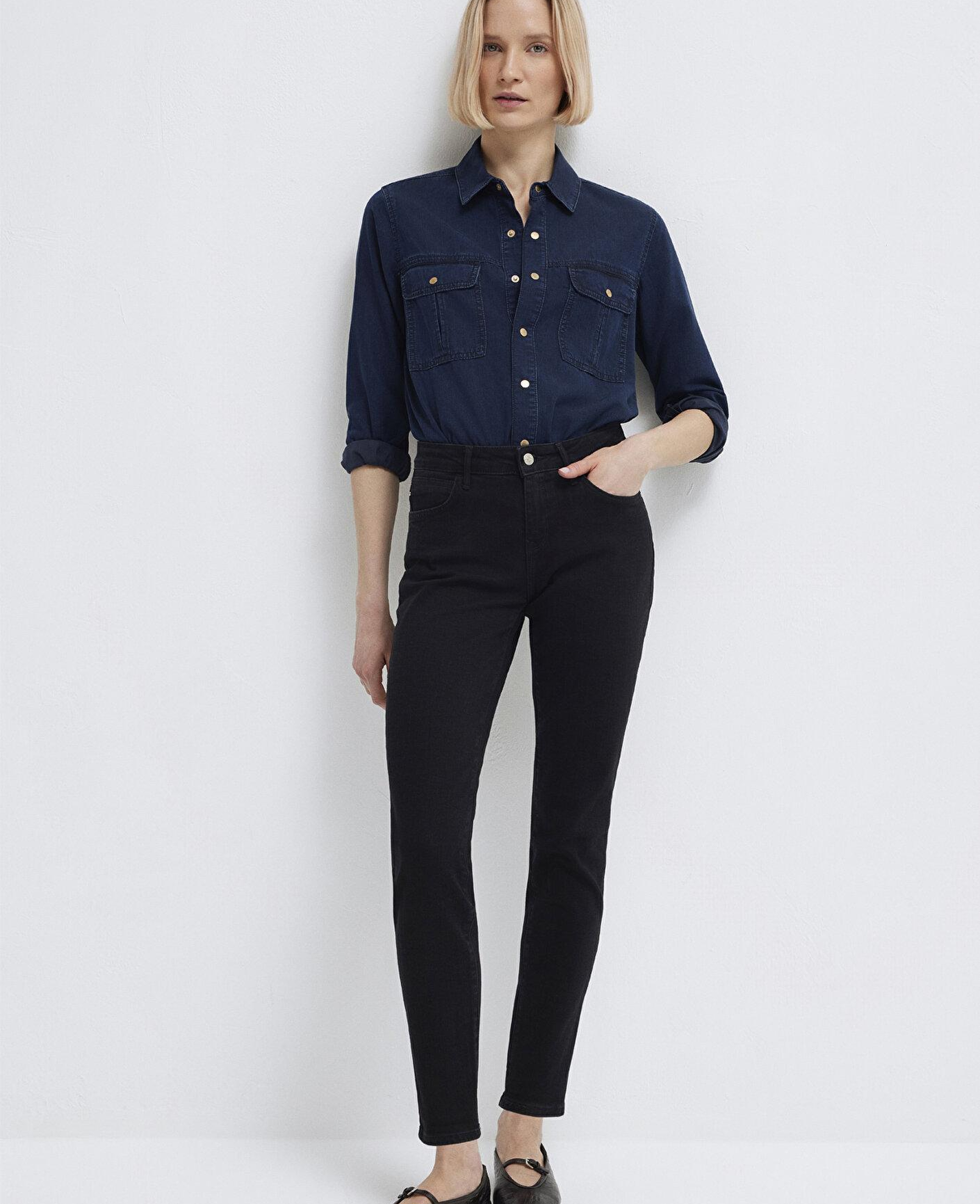 Mavi Nia Gold Premium Mürekkep Mavi Jean Gömlek Fitted / Vücuda Oturan Kesim 1211137-90540
