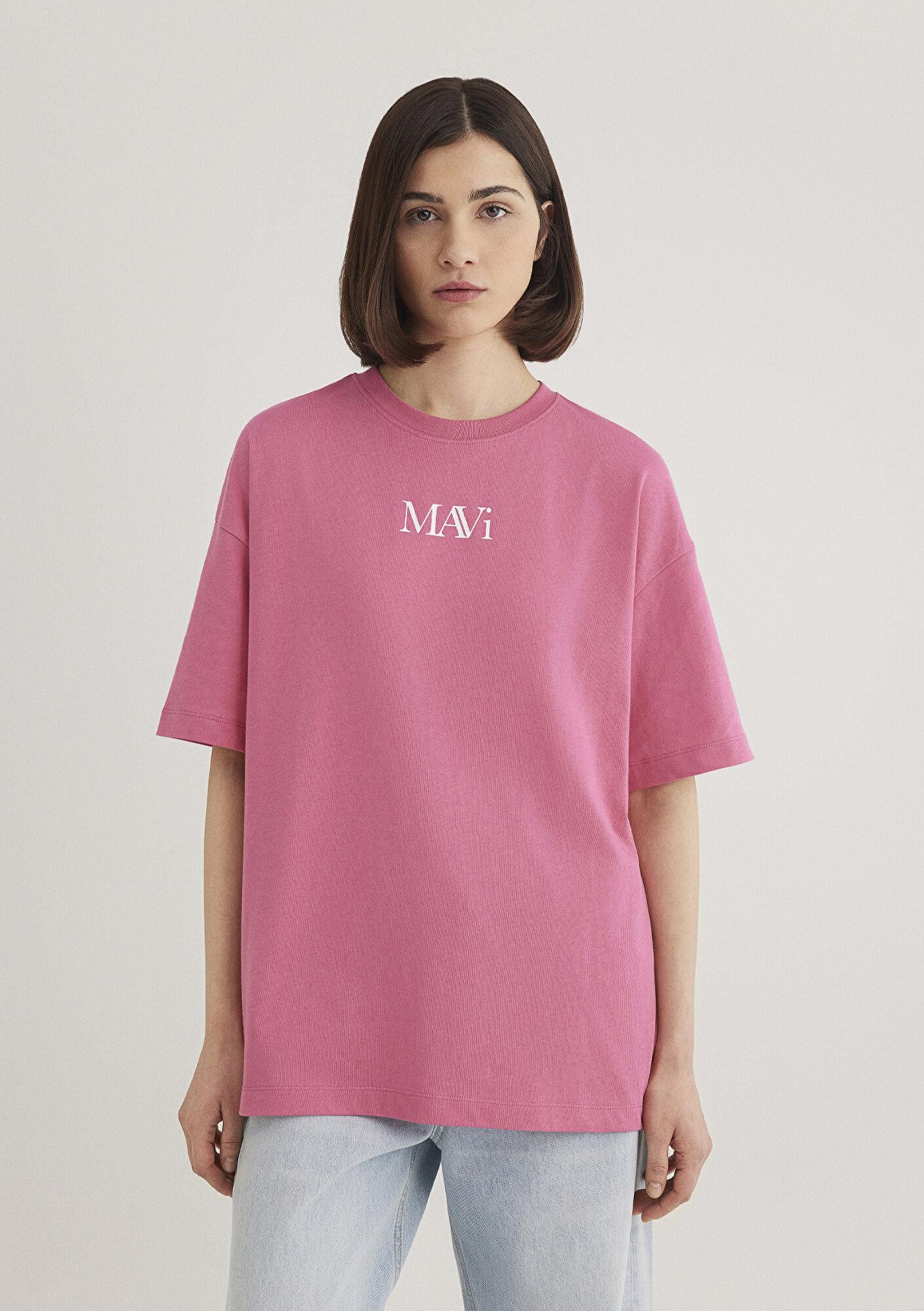 Mavi Mavi Logo Baskılı Pembe Tişört Oversize / Geniş Kesim 1611593-84680