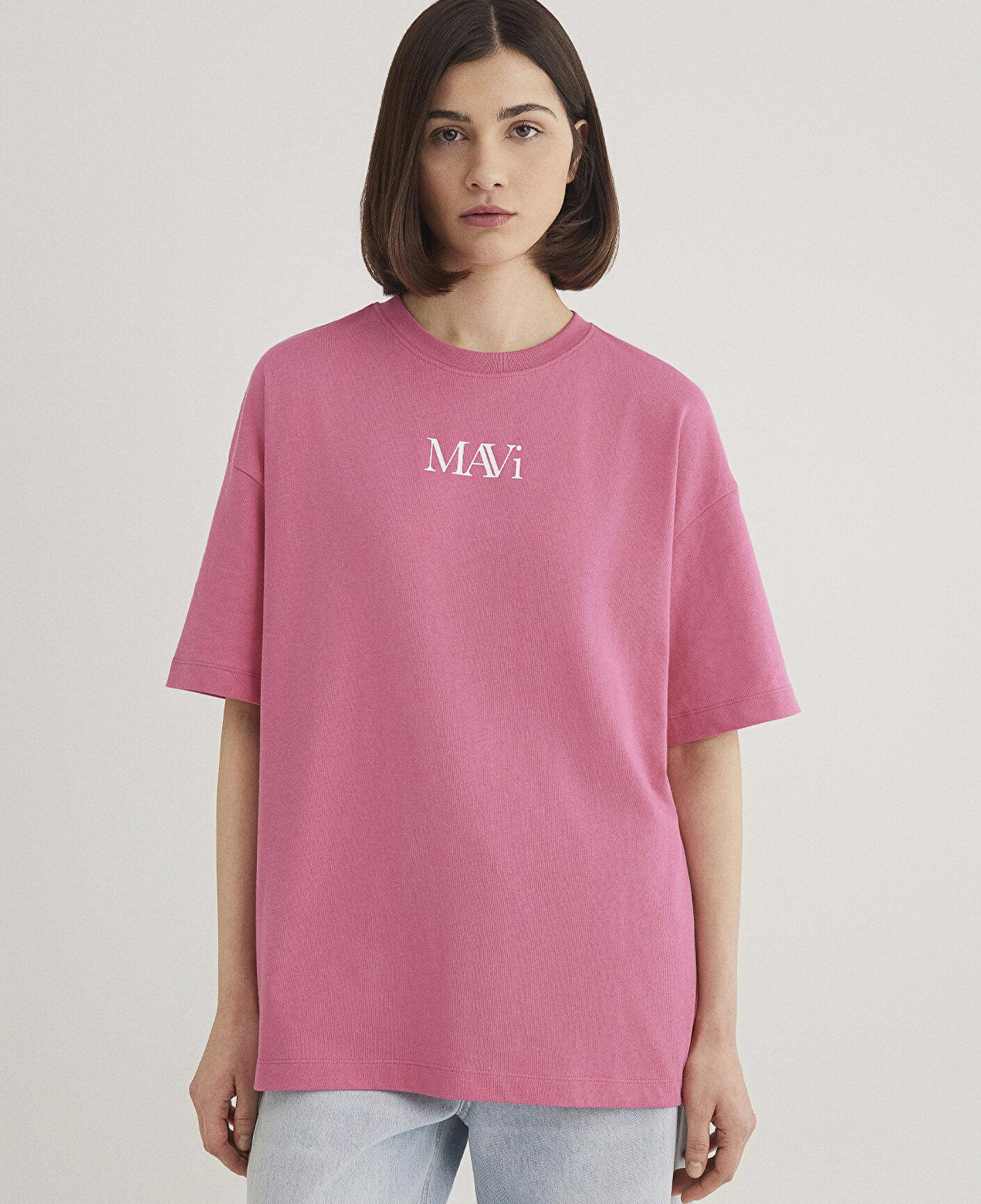Mavi Mavi Logo Baskılı Pembe Tişört Oversize / Geniş Kesim 1611593-84680