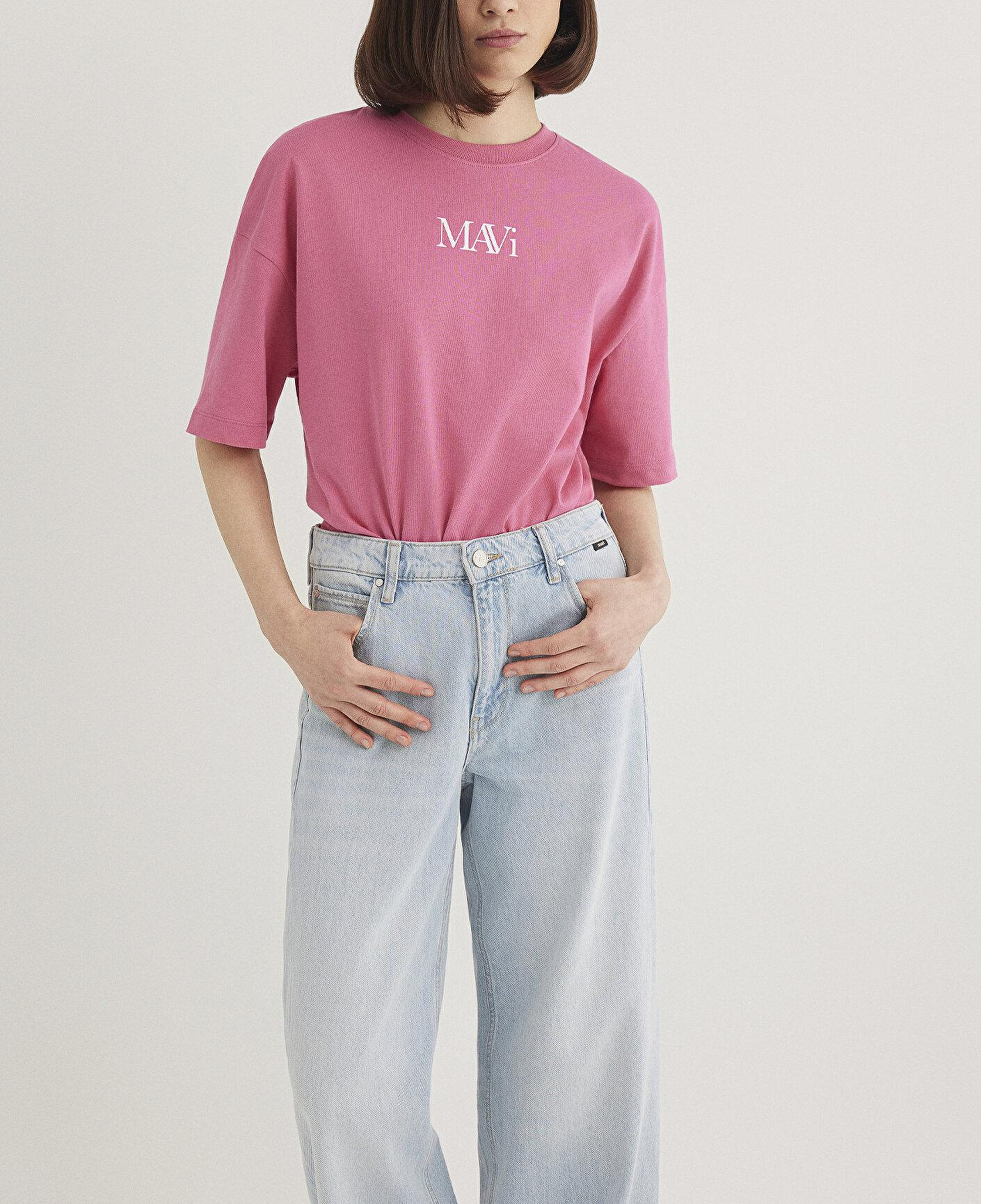Mavi Mavi Logo Baskılı Pembe Tişört Oversize / Geniş Kesim 1611593-84680