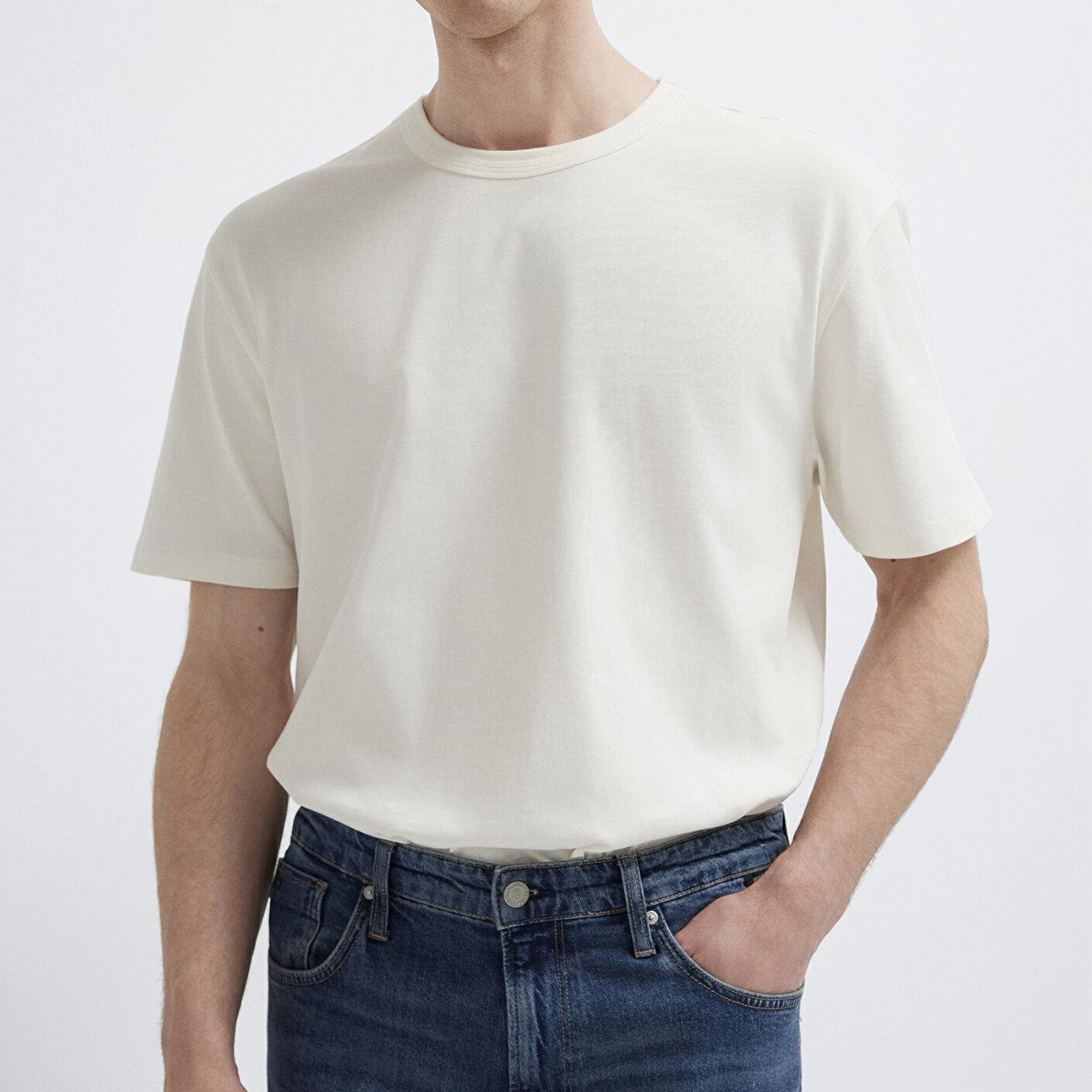 Mavi Ekru Tişört Loose Fit / Bol Rahat Kesim 0613624-70057