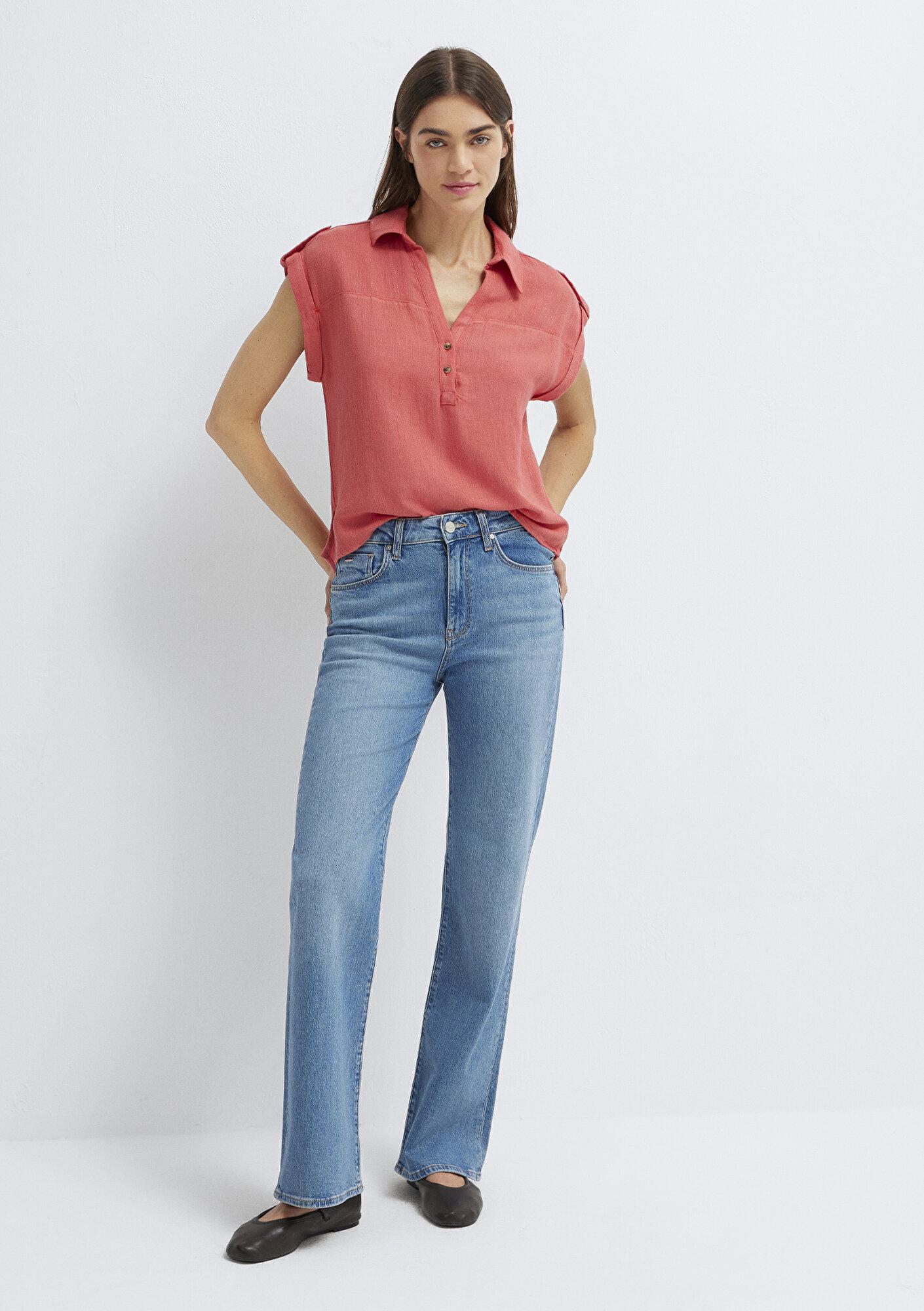 Mavi Dokulu Pembe Bluz 1211443-70397