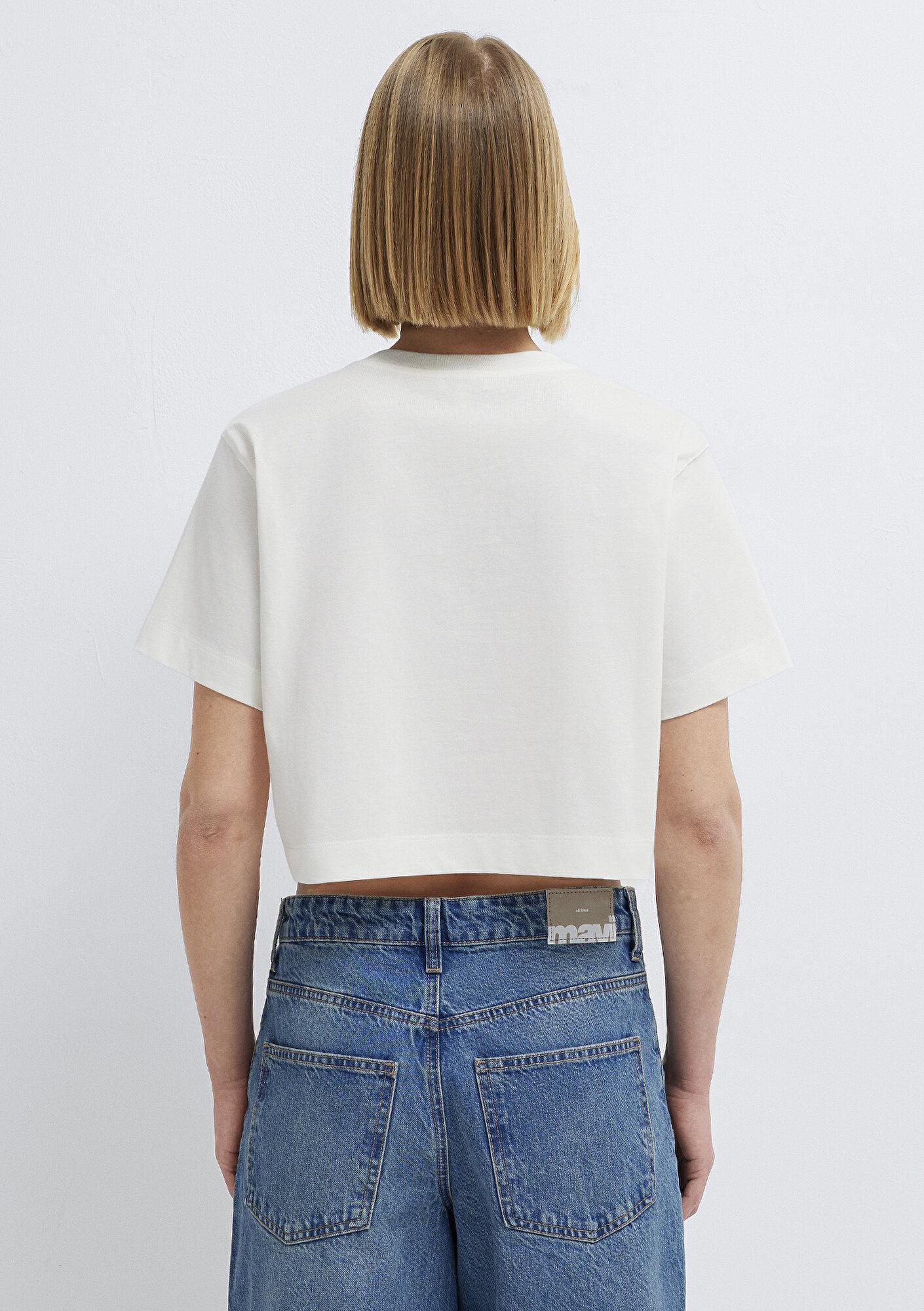 Mavi Ekru Basic Crop Tişört Crop / Kısa Kesim 1613910-80194