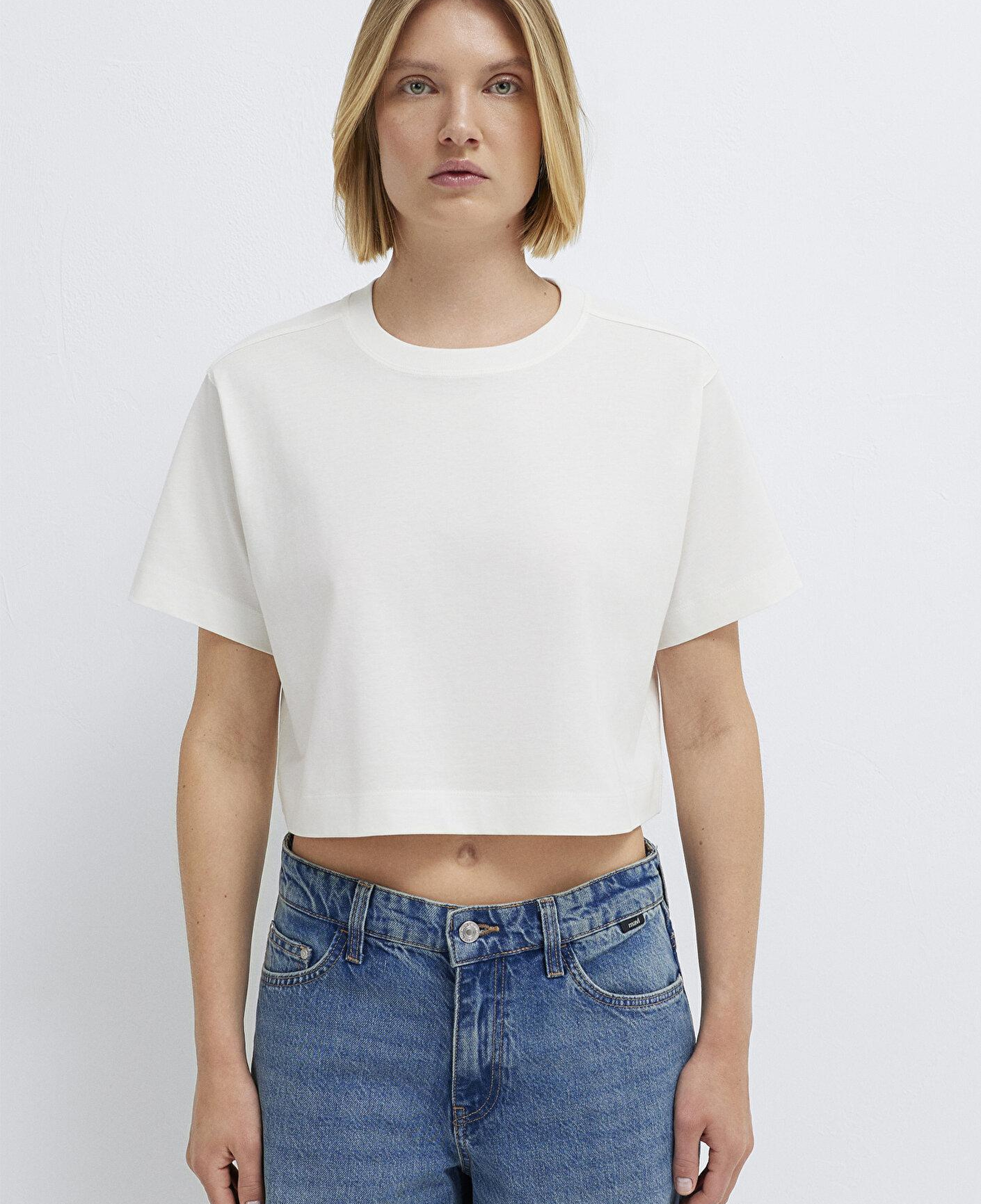 Mavi Ekru Basic Crop Tişört Crop / Kısa Kesim 1613910-80194