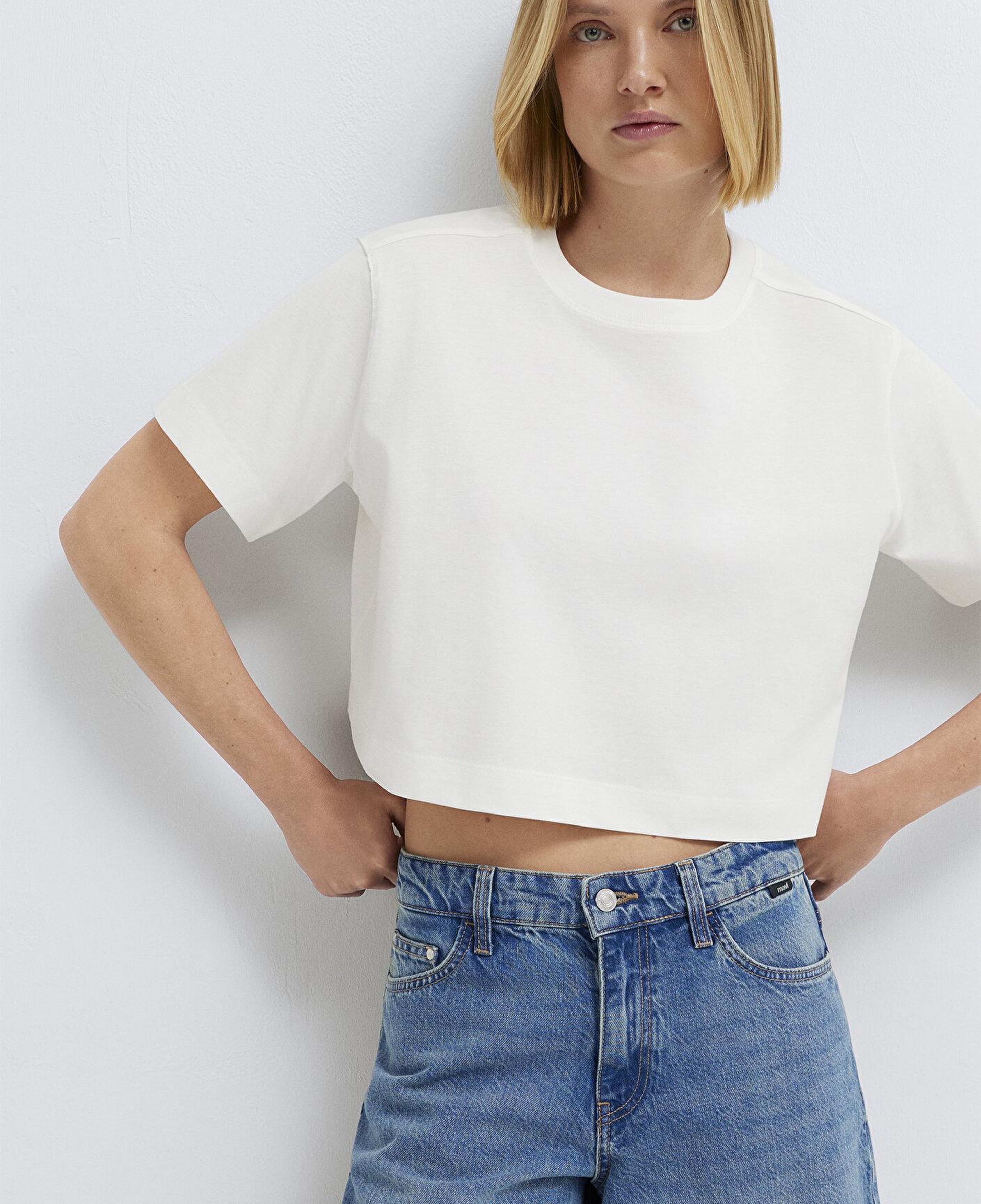 Mavi Ekru Basic Crop Tişört Crop / Kısa Kesim 1613910-80194