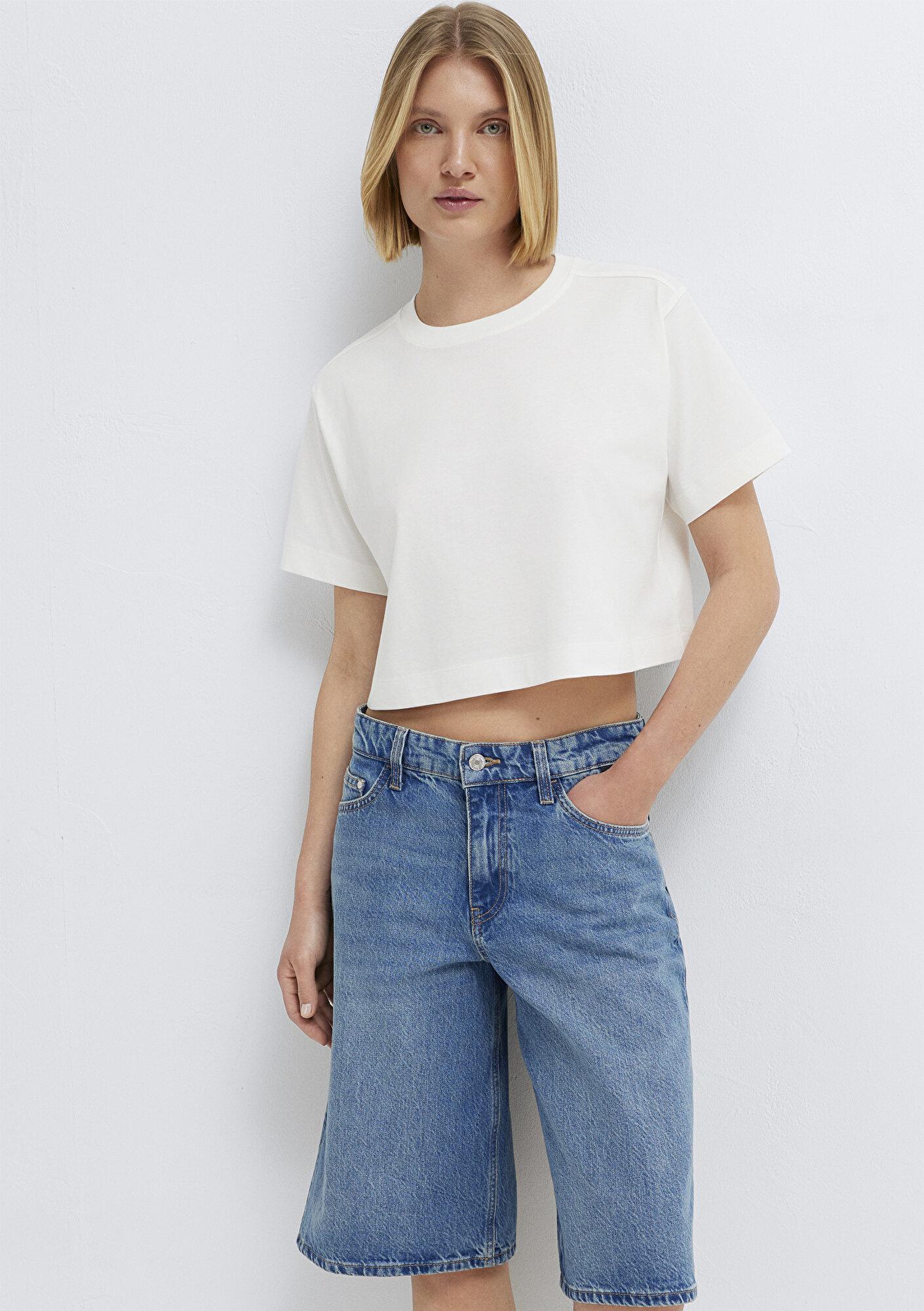 Mavi Ekru Basic Crop Tişört Crop / Kısa Kesim 1613910-80194