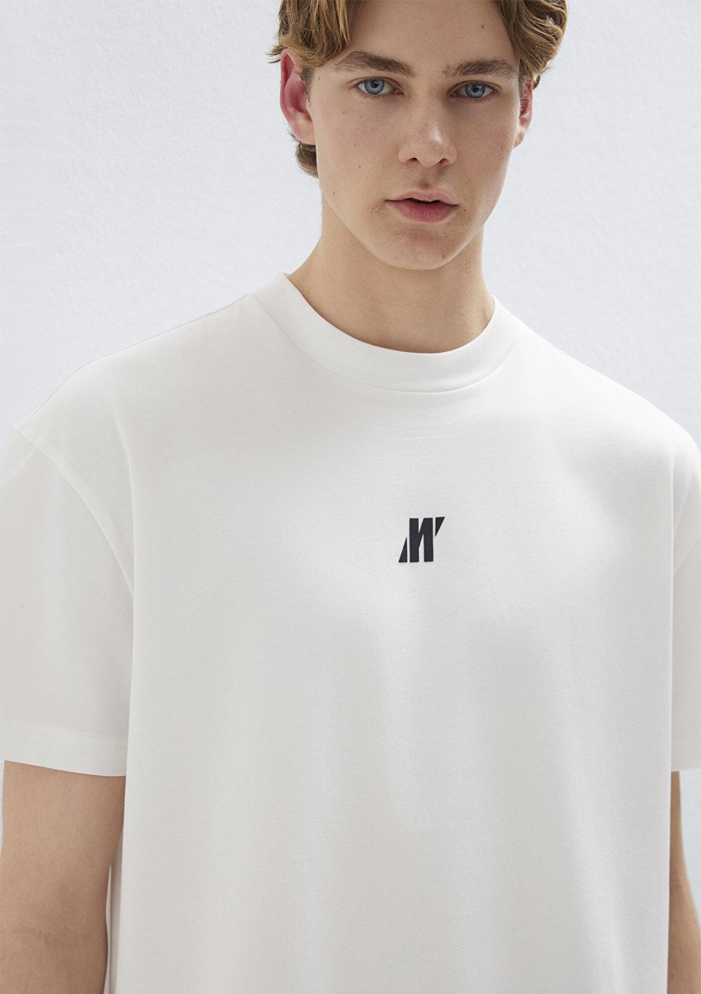 Mavi Mavi Pro Logo Ekru Tişört Loose Fit / Bol Rahat Kesim 0612745-70057