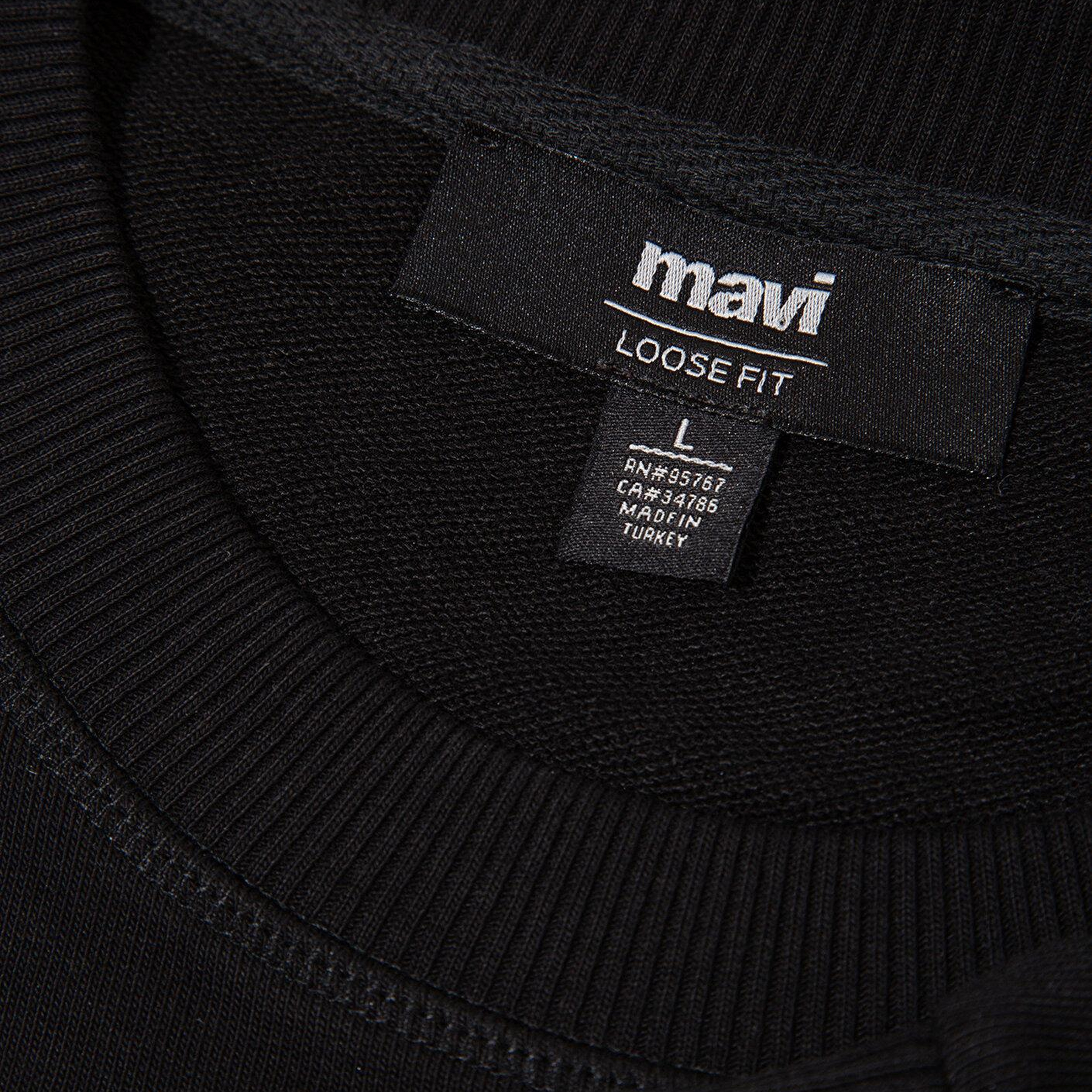 Mavi Mavi Logo Baskılı Bisiklet Yaka Siyah Sweatshirt 0S10551-900