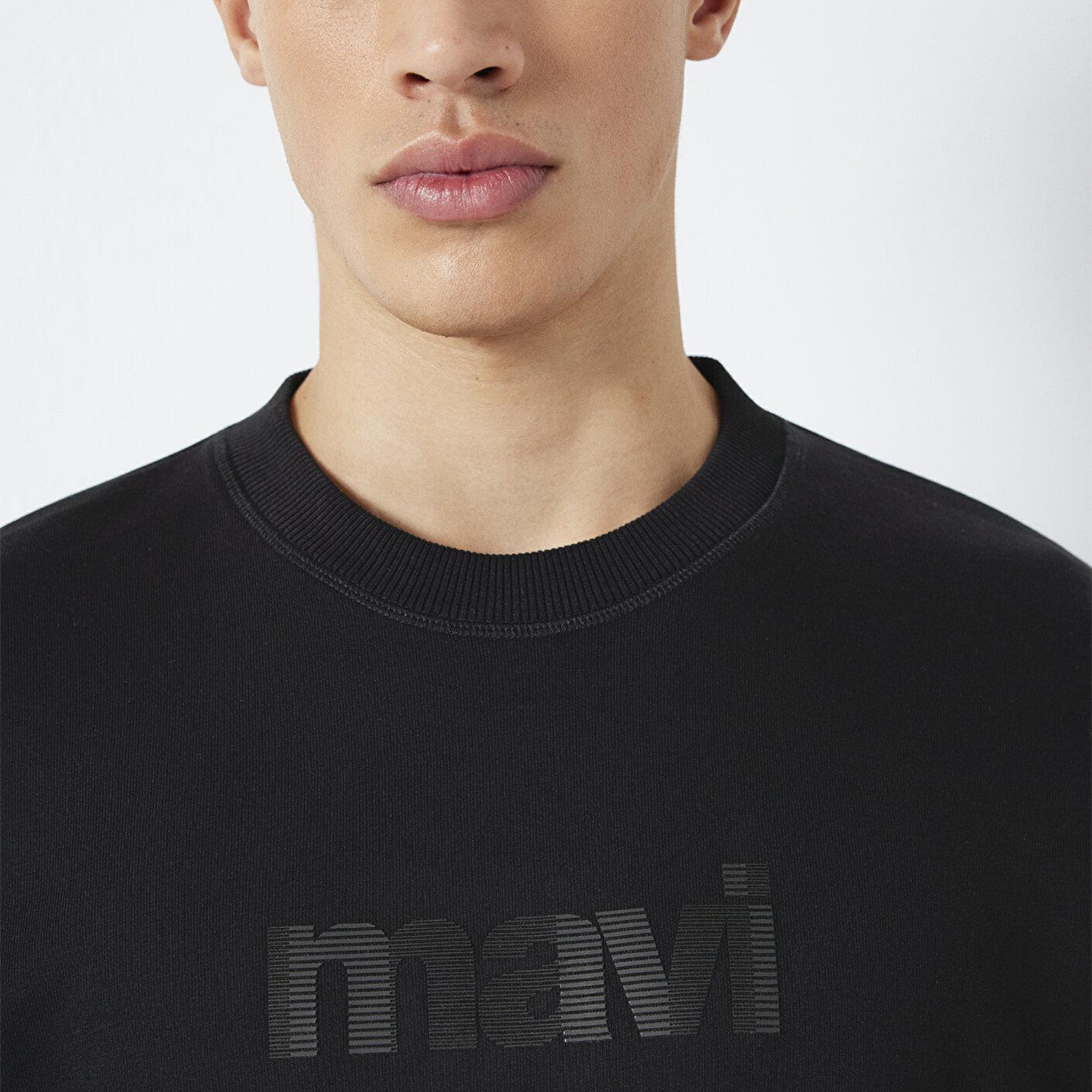 Mavi Mavi Logo Baskılı Bisiklet Yaka Siyah Sweatshirt 0S10551-900