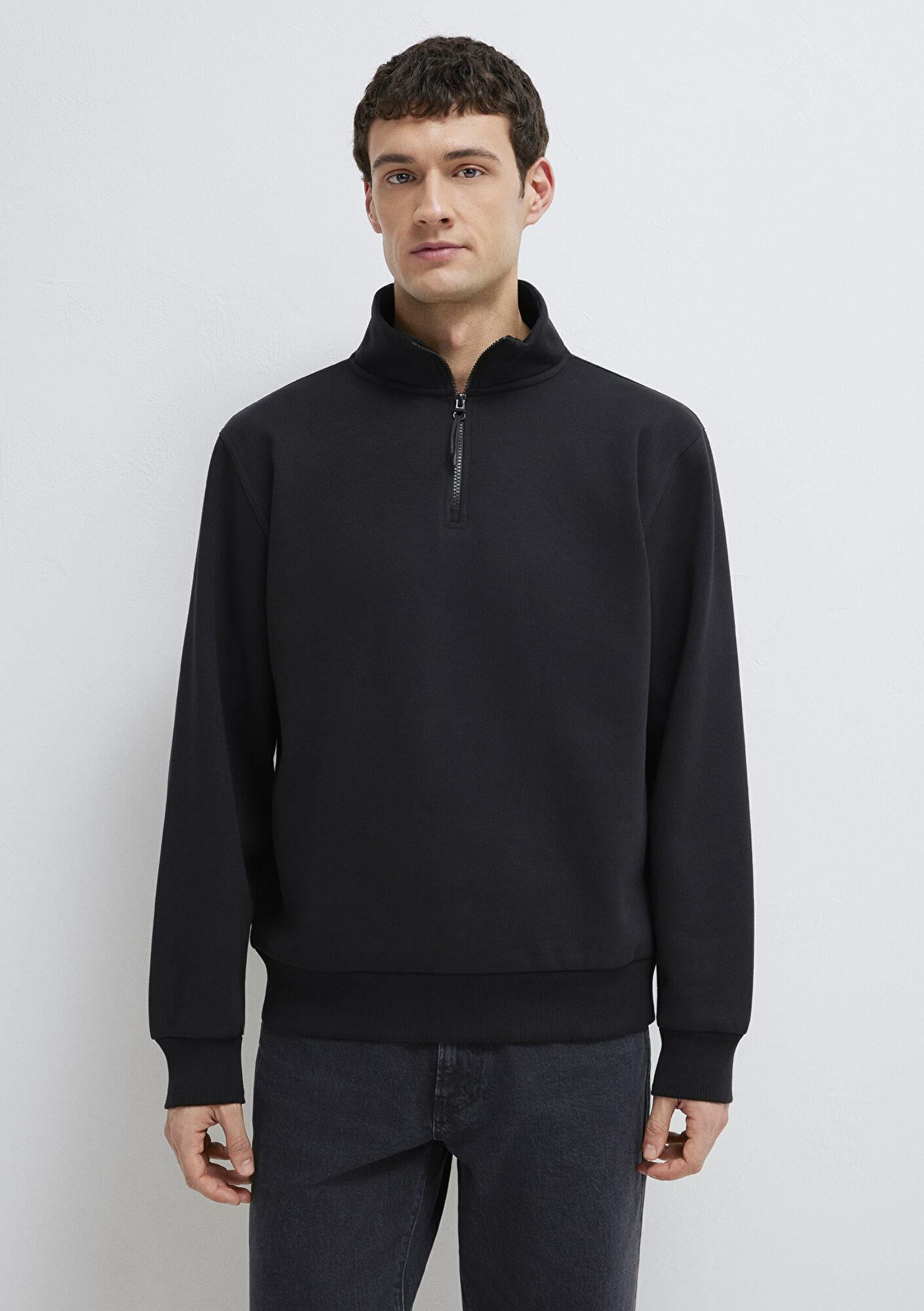 Mavi Yarı Fermuarlı Siyah Basic Sweatshirt 0S10278-900