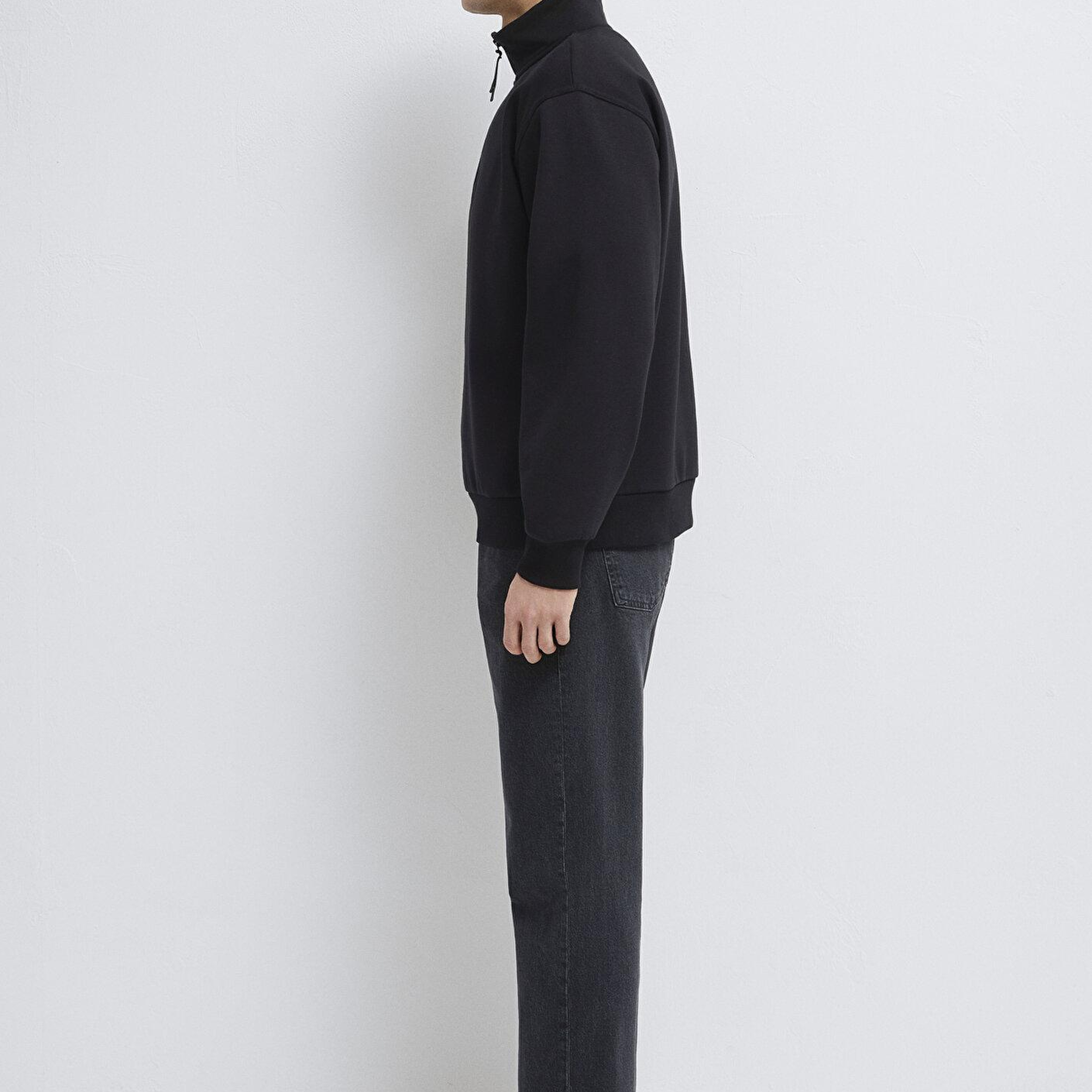 Mavi Yarı Fermuarlı Siyah Basic Sweatshirt 0S10278-900