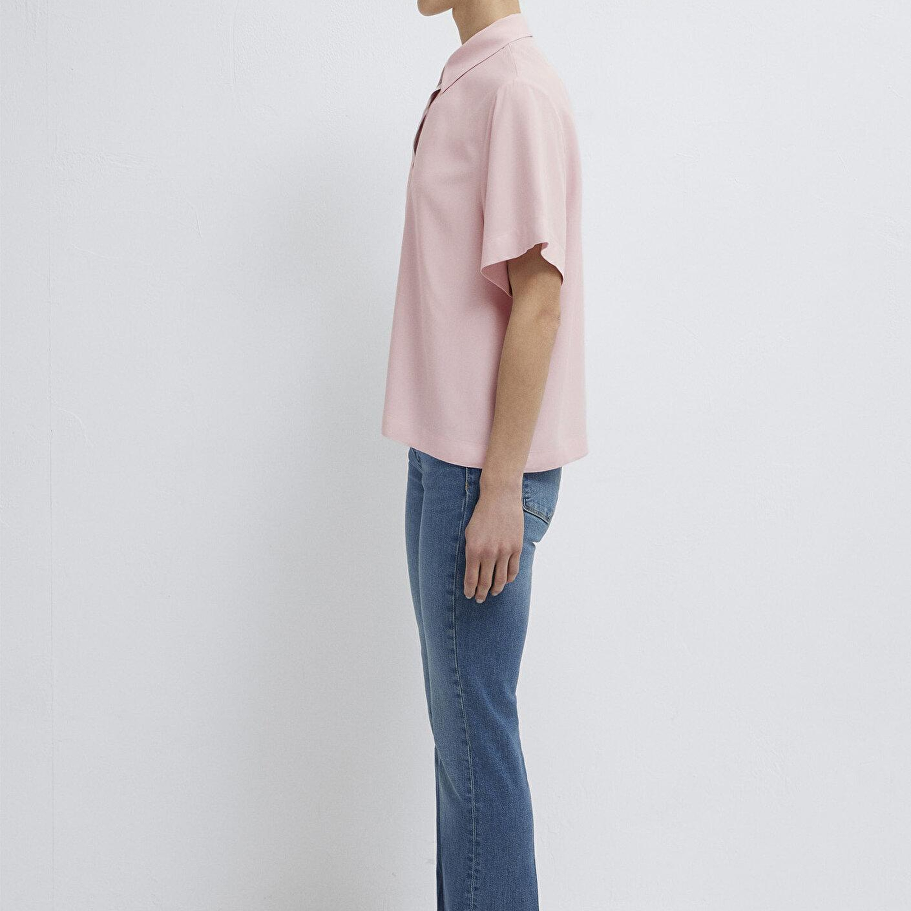 Mavi Pembe Gömlek Loose Fit / Bol Rahat Kesim 1211613-87110