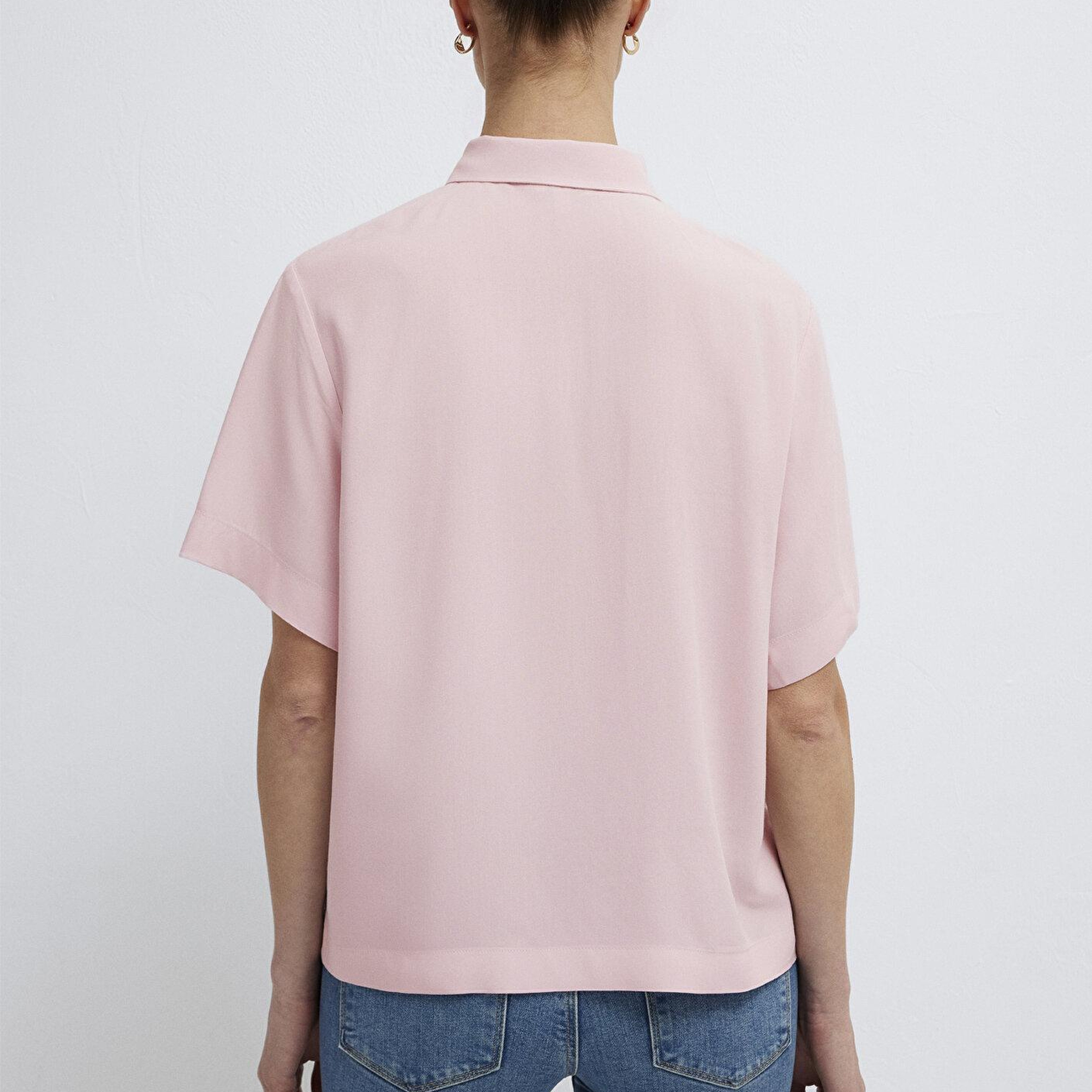 Mavi Pembe Gömlek Loose Fit / Bol Rahat Kesim 1211613-87110