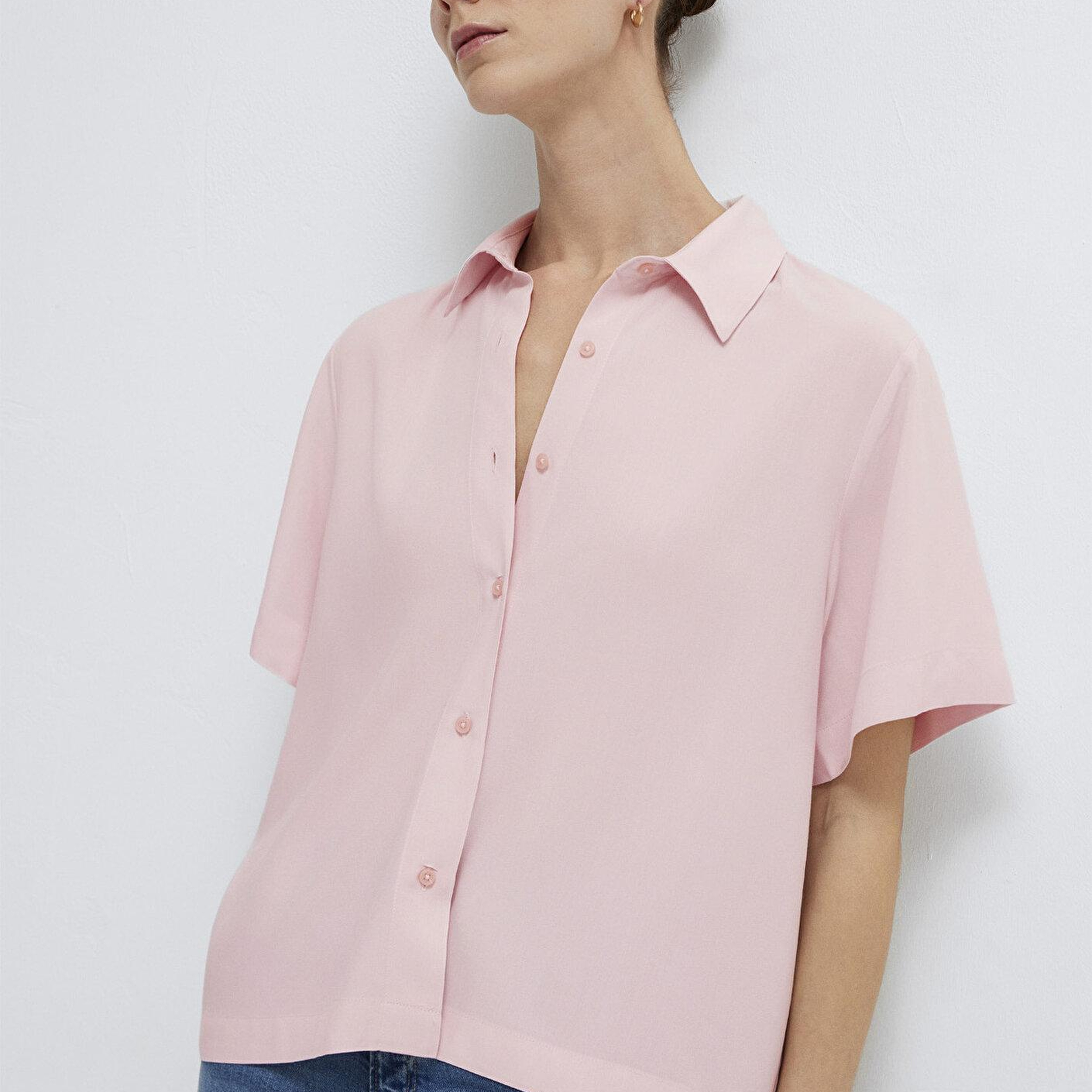 Mavi Pembe Gömlek Loose Fit / Bol Rahat Kesim 1211613-87110