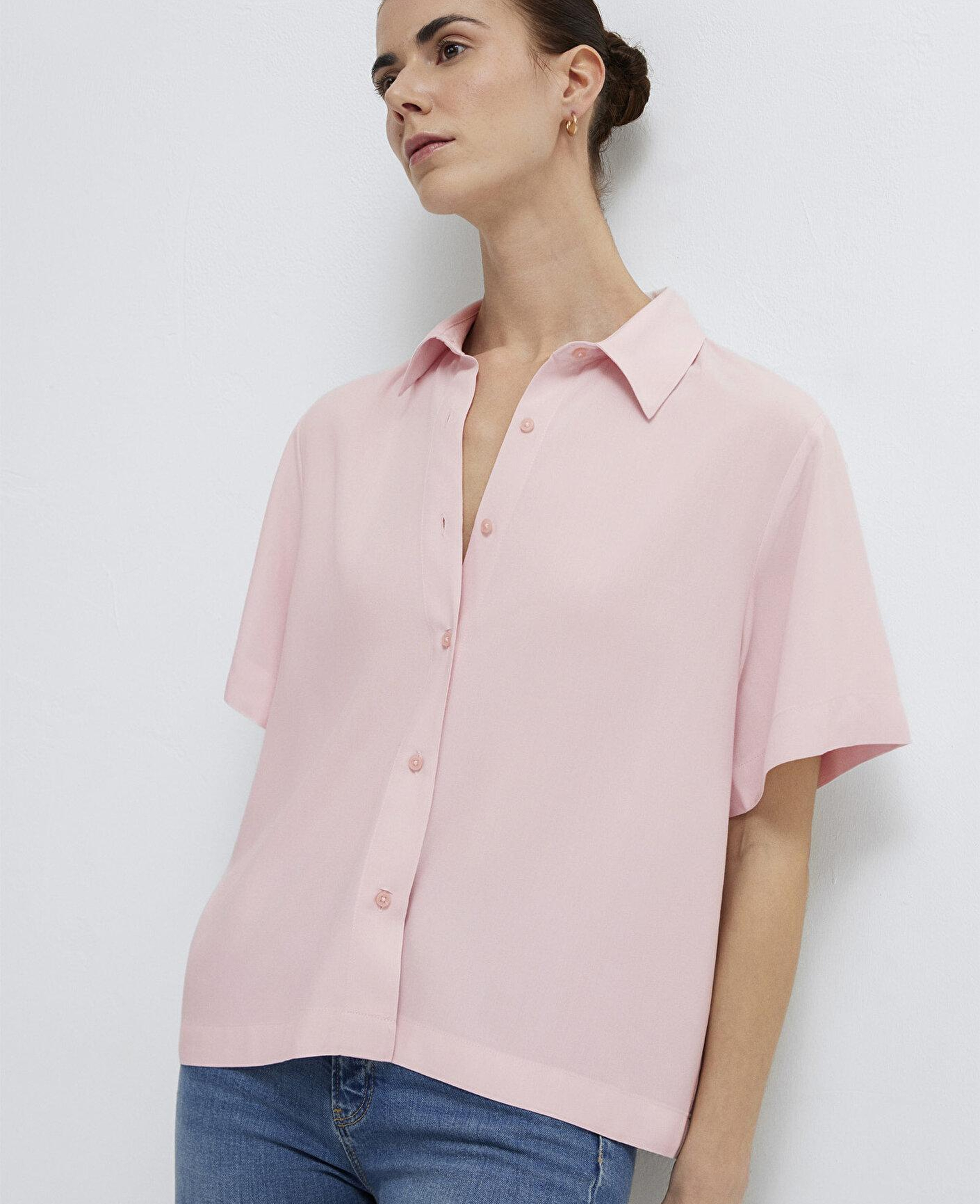 Mavi Pembe Gömlek Loose Fit / Bol Rahat Kesim 1211613-87110