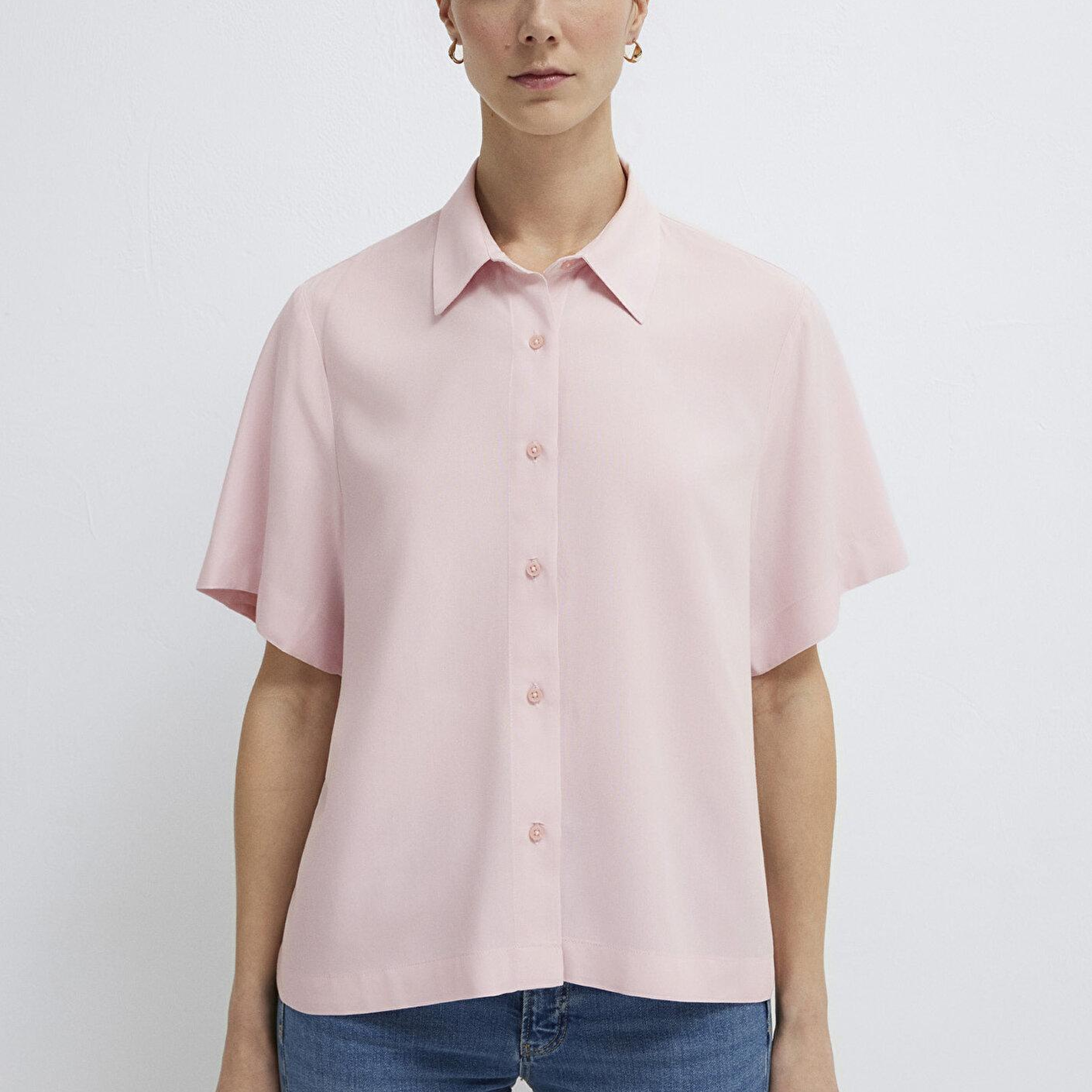 Mavi Pembe Gömlek Loose Fit / Bol Rahat Kesim 1211613-87110
