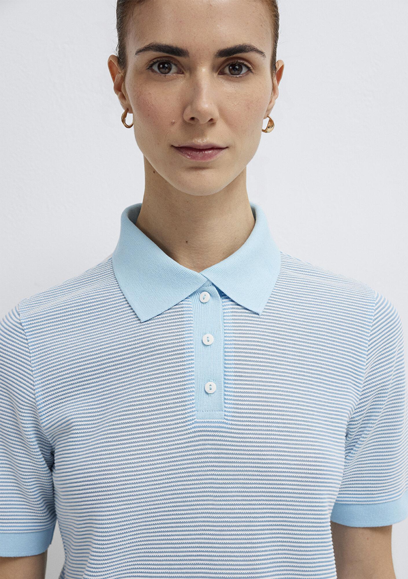 Mavi Çizgili Mavi Polo Tişört Slim Fit / Dar Kesim 1614310-91728