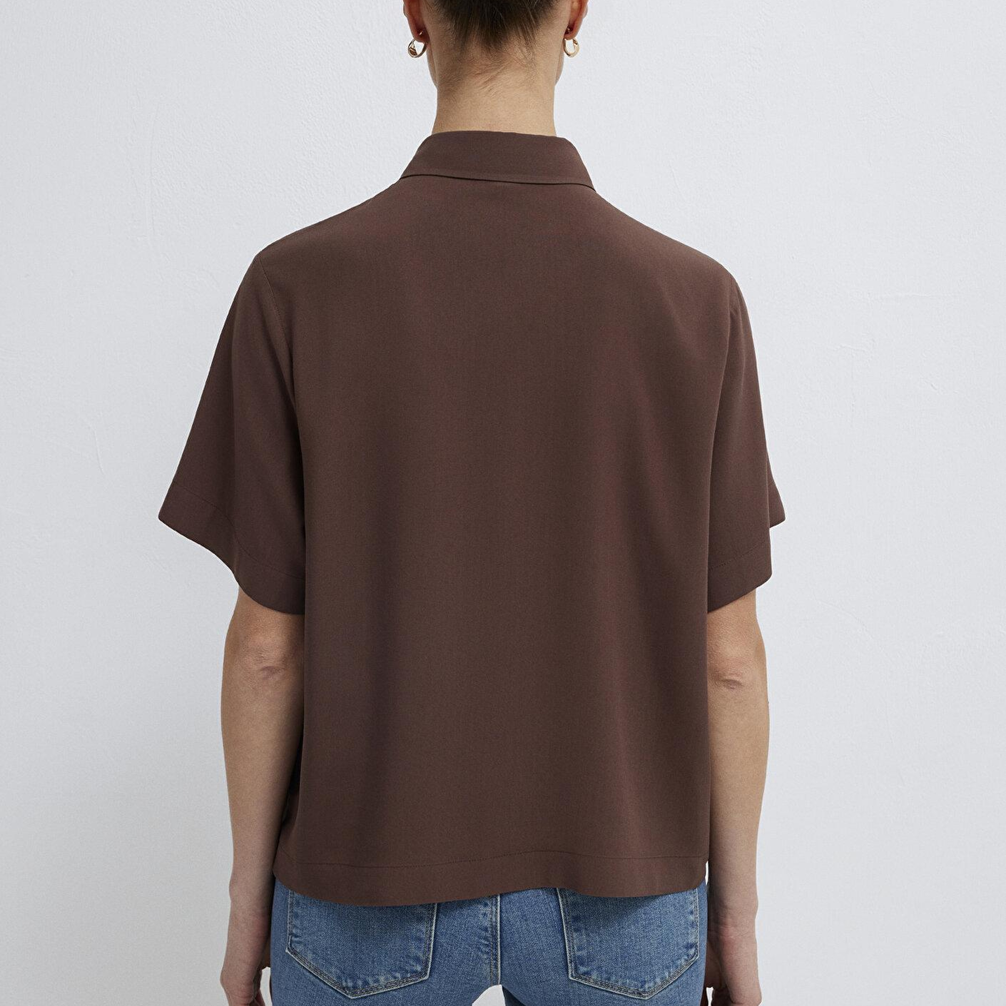 Mavi Kahverengi Gömlek Loose Fit / Bol Rahat Kesim 1211613-87537
