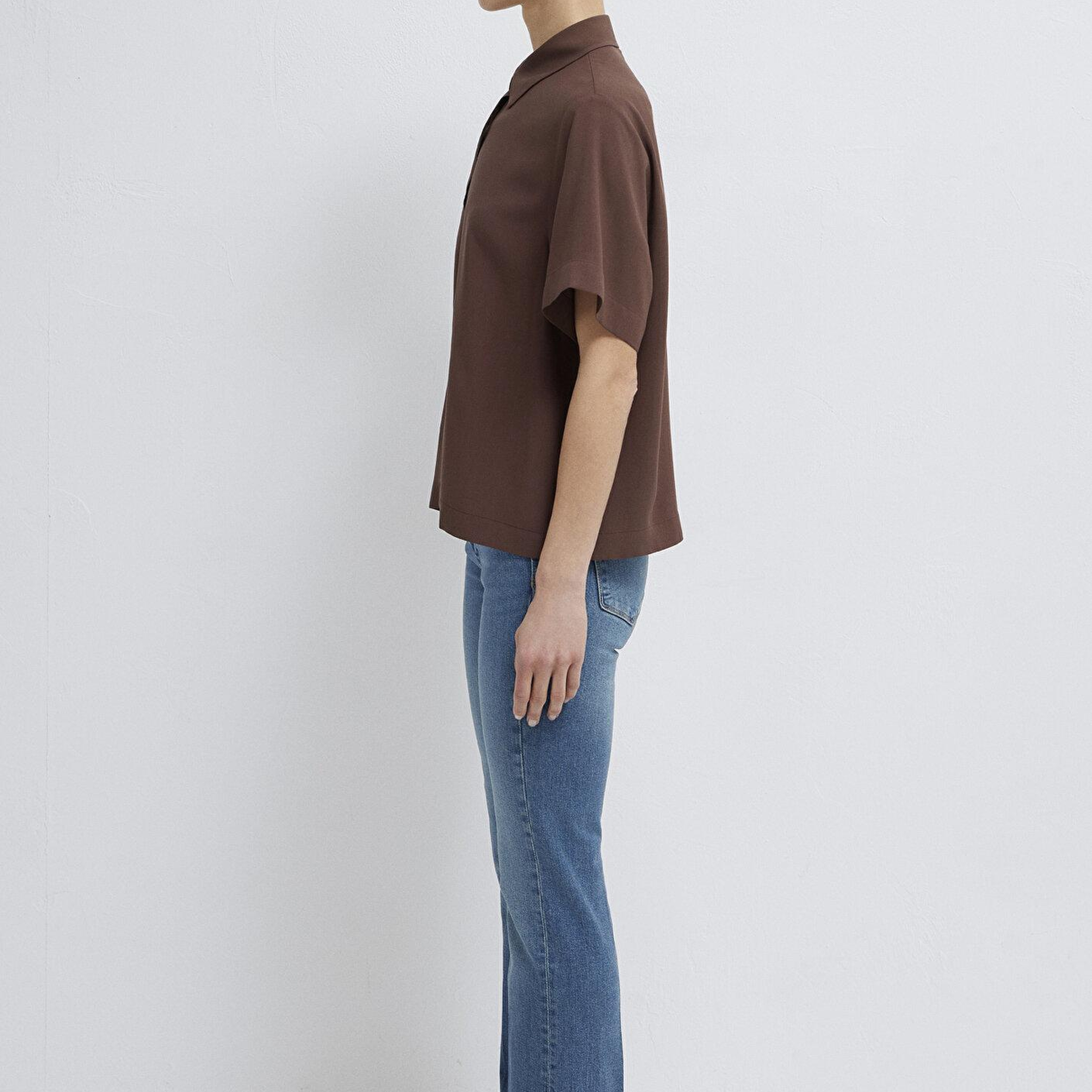 Mavi Kahverengi Gömlek Loose Fit / Bol Rahat Kesim 1211613-87537