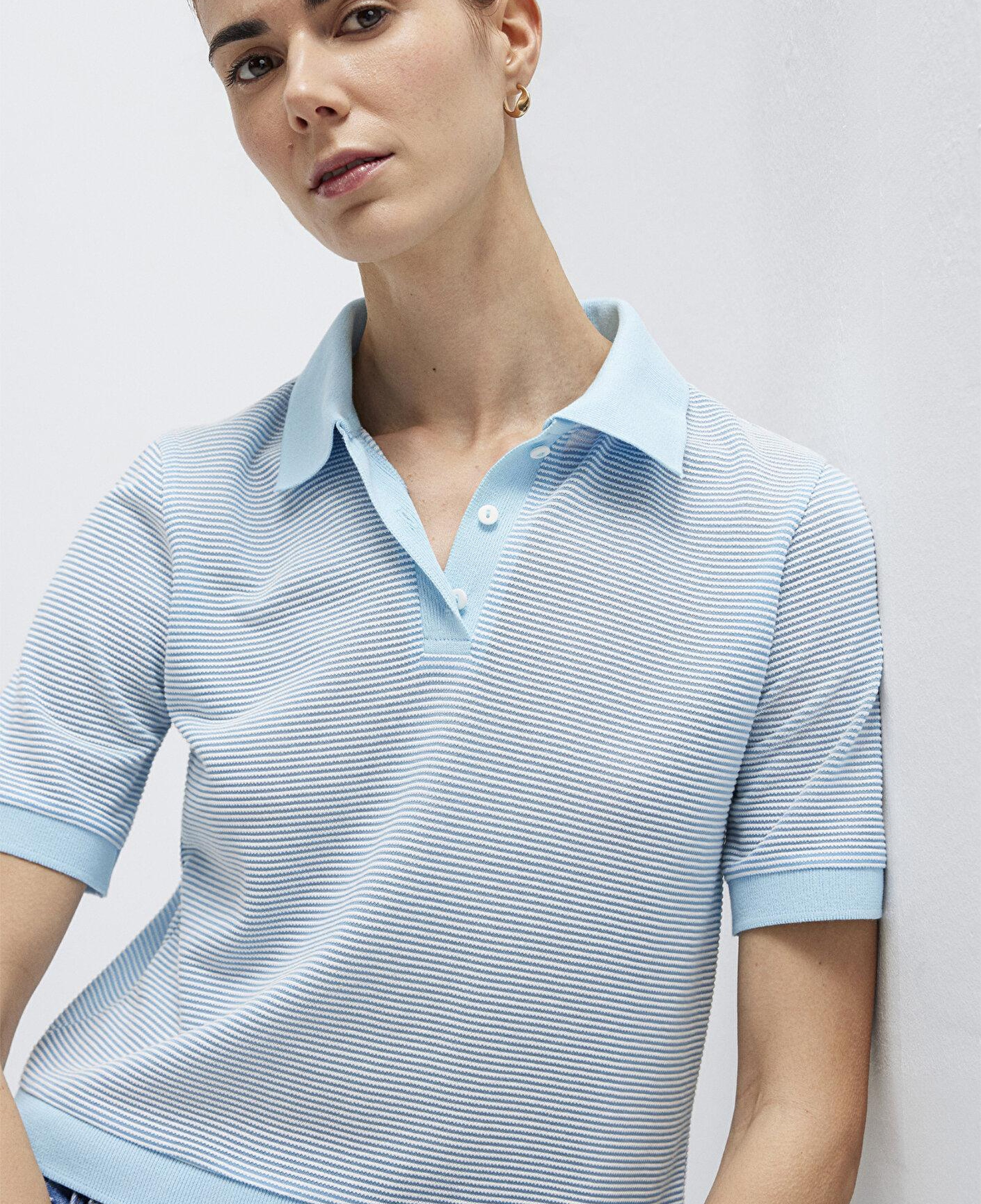 Mavi Çizgili Mavi Polo Tişört Slim Fit / Dar Kesim 1614310-91728