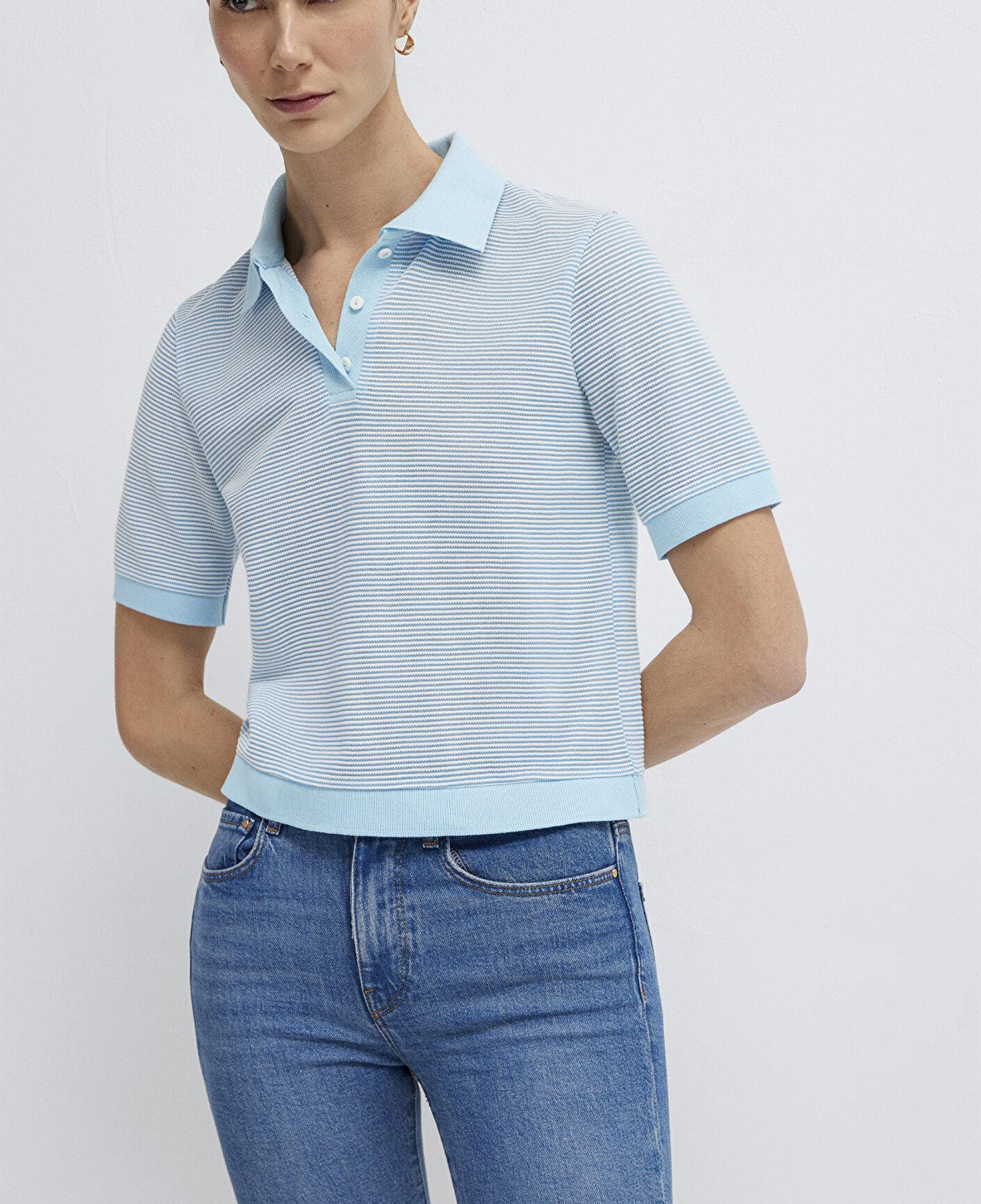 Mavi Çizgili Mavi Polo Tişört Slim Fit / Dar Kesim 1614310-91728