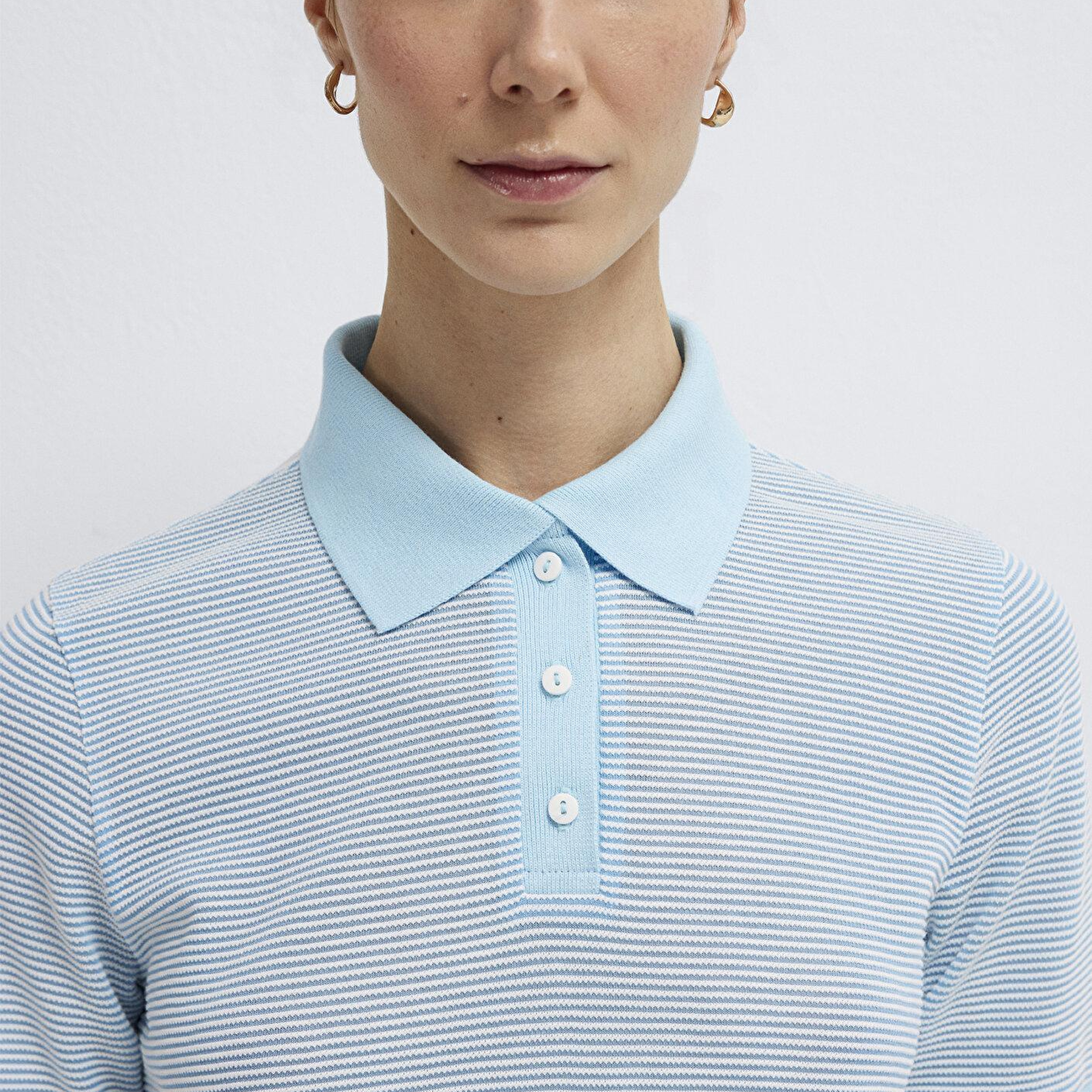 Mavi Çizgili Mavi Polo Tişört Slim Fit / Dar Kesim 1614310-91728