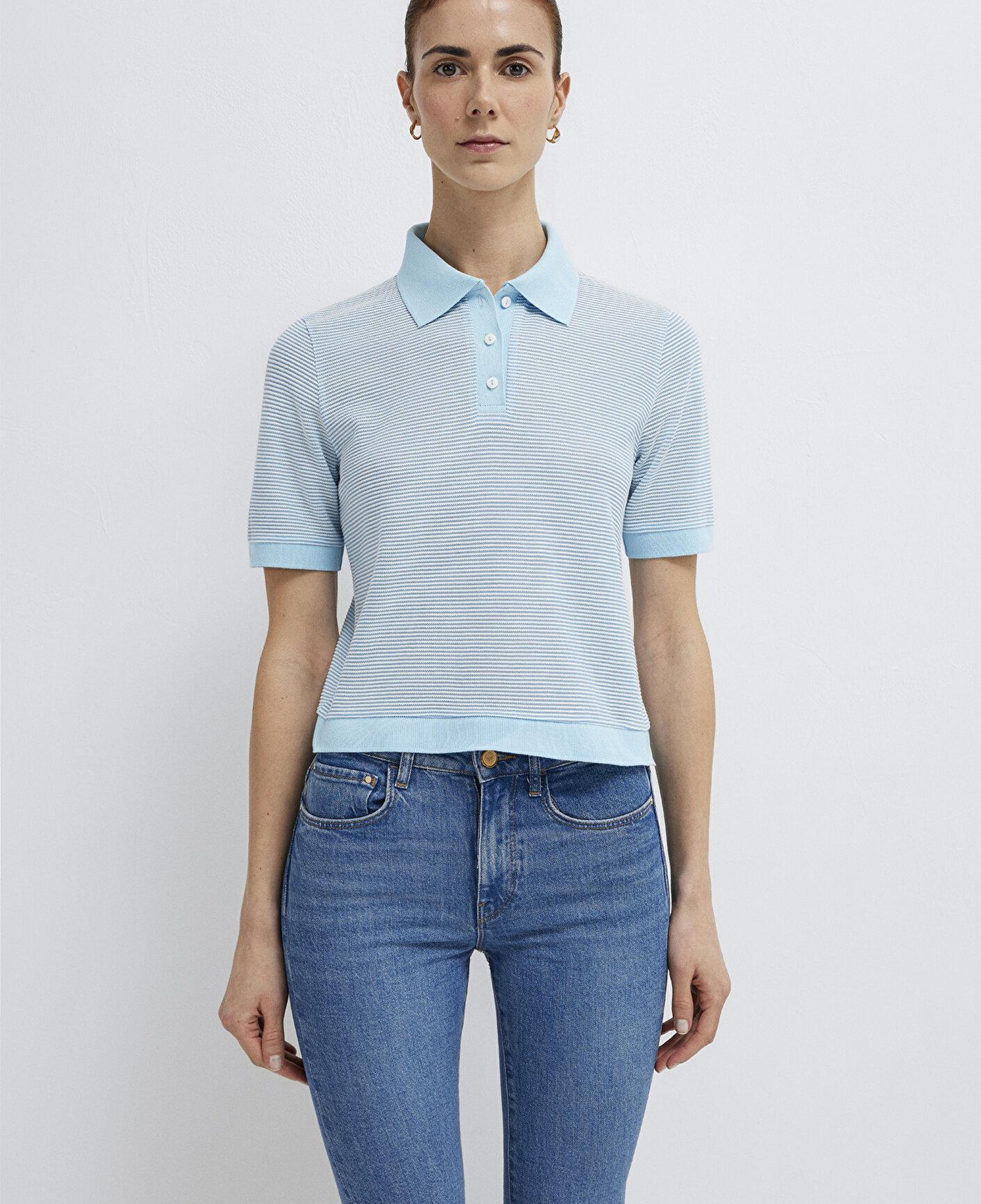 Mavi Çizgili Mavi Polo Tişört Slim Fit / Dar Kesim 1614310-91728