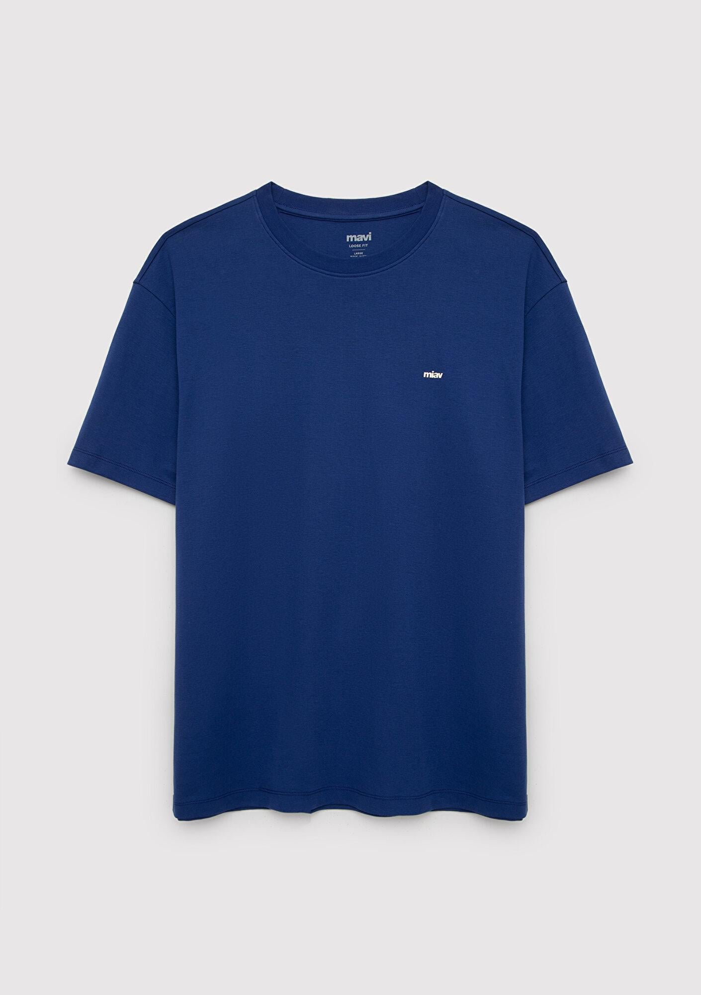 Mavi Miav Baskılı Lacivert Tişört Loose Fit / Bol Rahat Kesim 0613568-70722