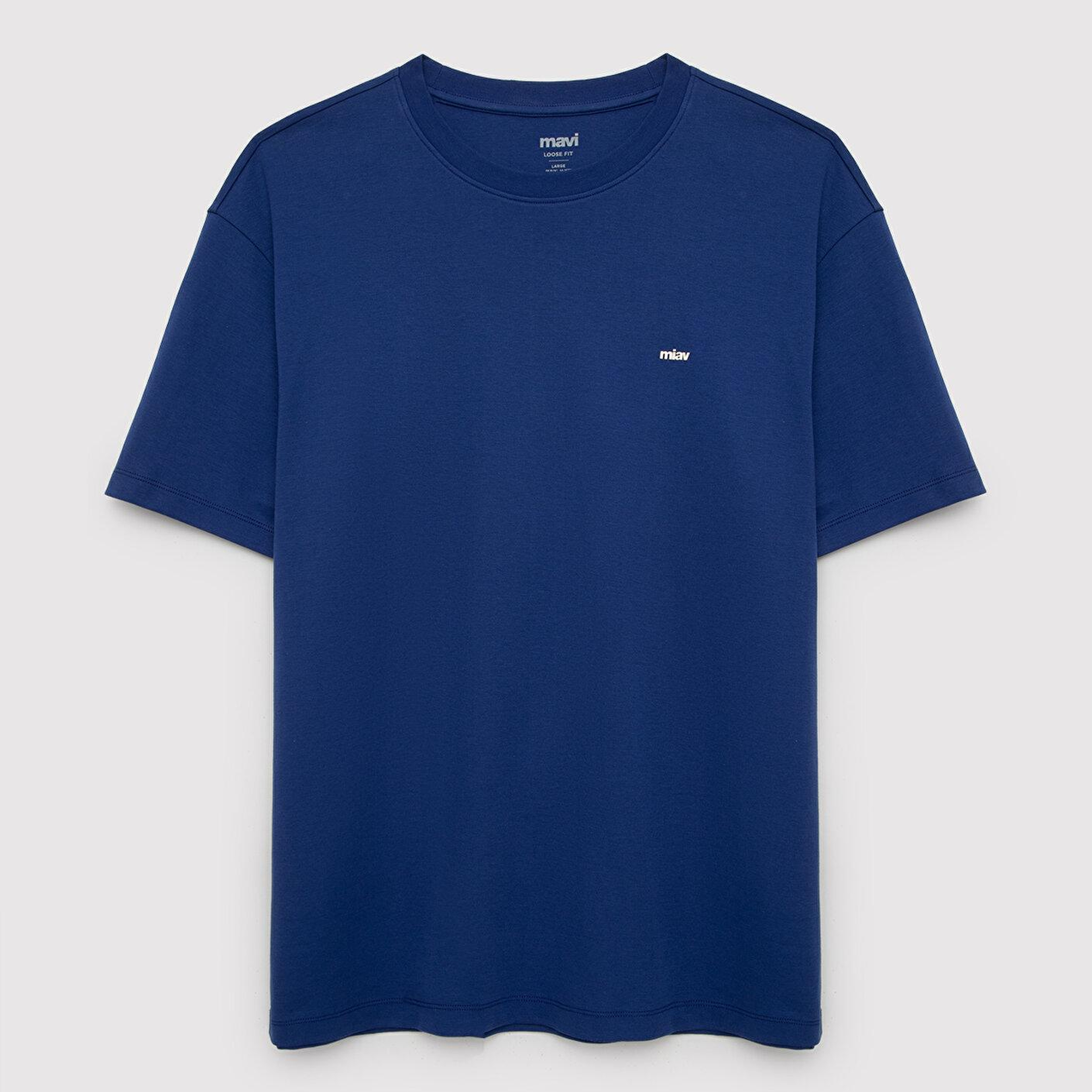 Mavi Miav Baskılı Lacivert Tişört Loose Fit / Bol Rahat Kesim 0613568-70722