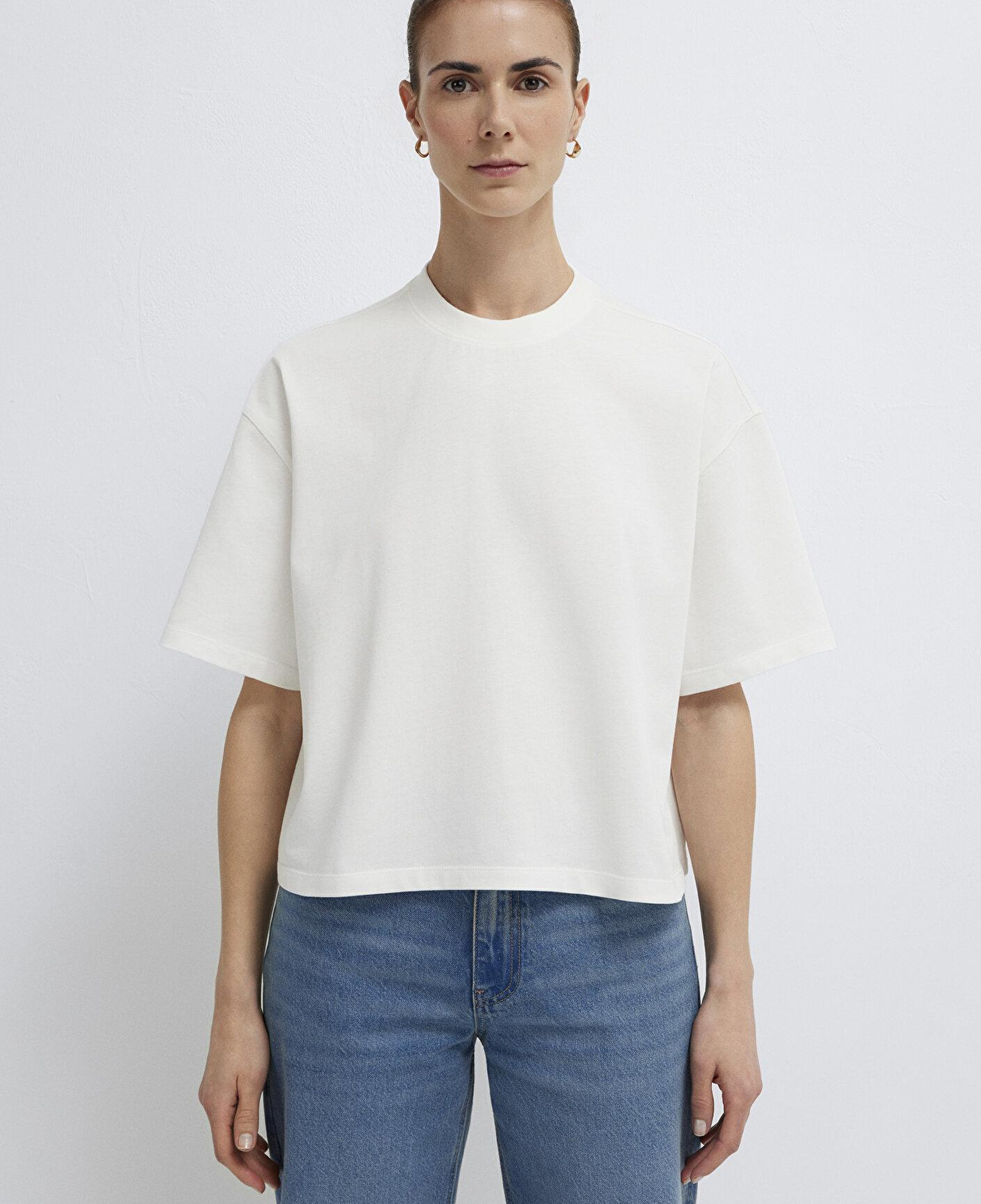 Mavi Ekru Basic Tişört Oversize / Geniş Kesim 1614179-70057