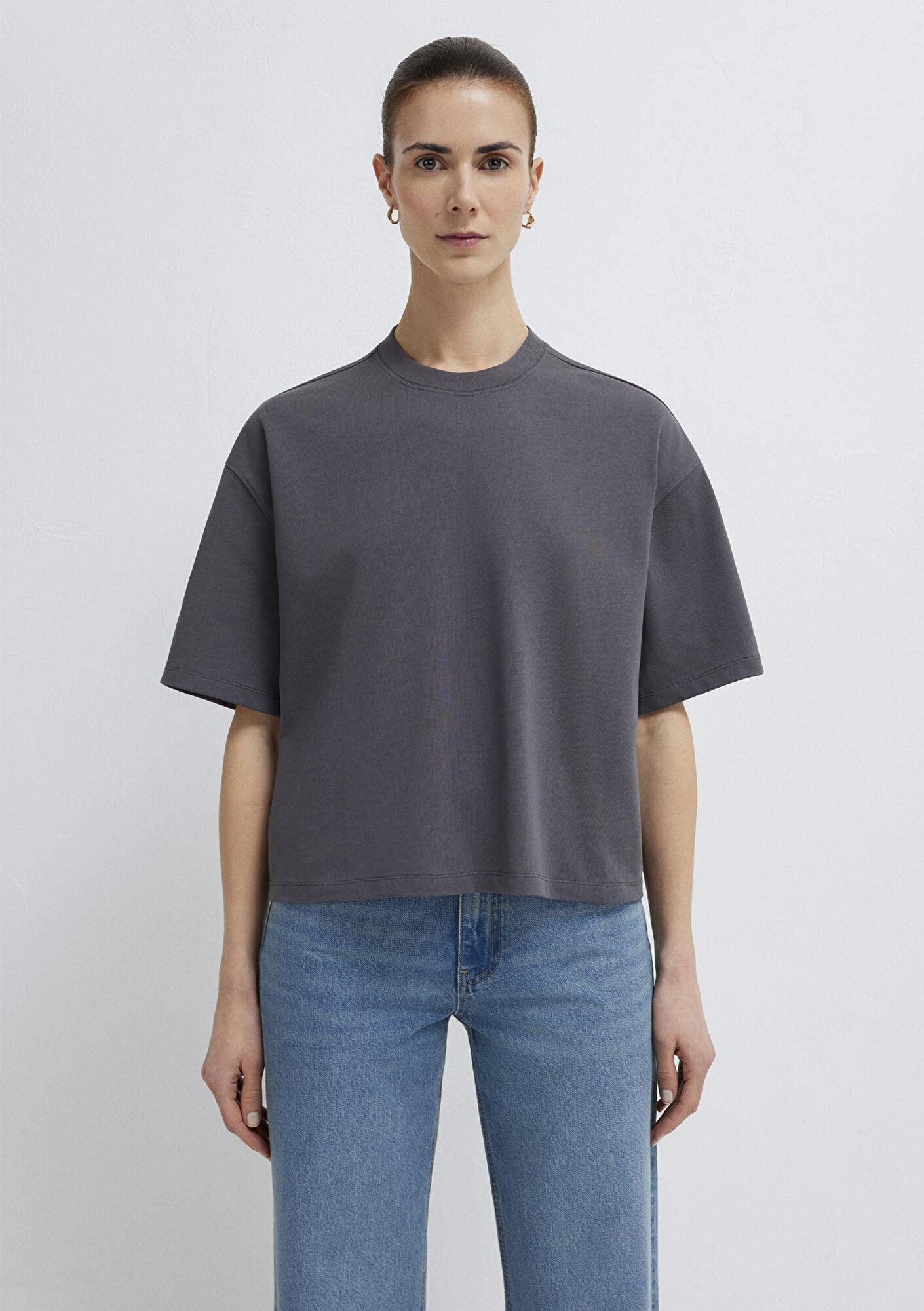 Mavi Antrasit Basic Tişört Oversize / Geniş Kesim 1614179-83620