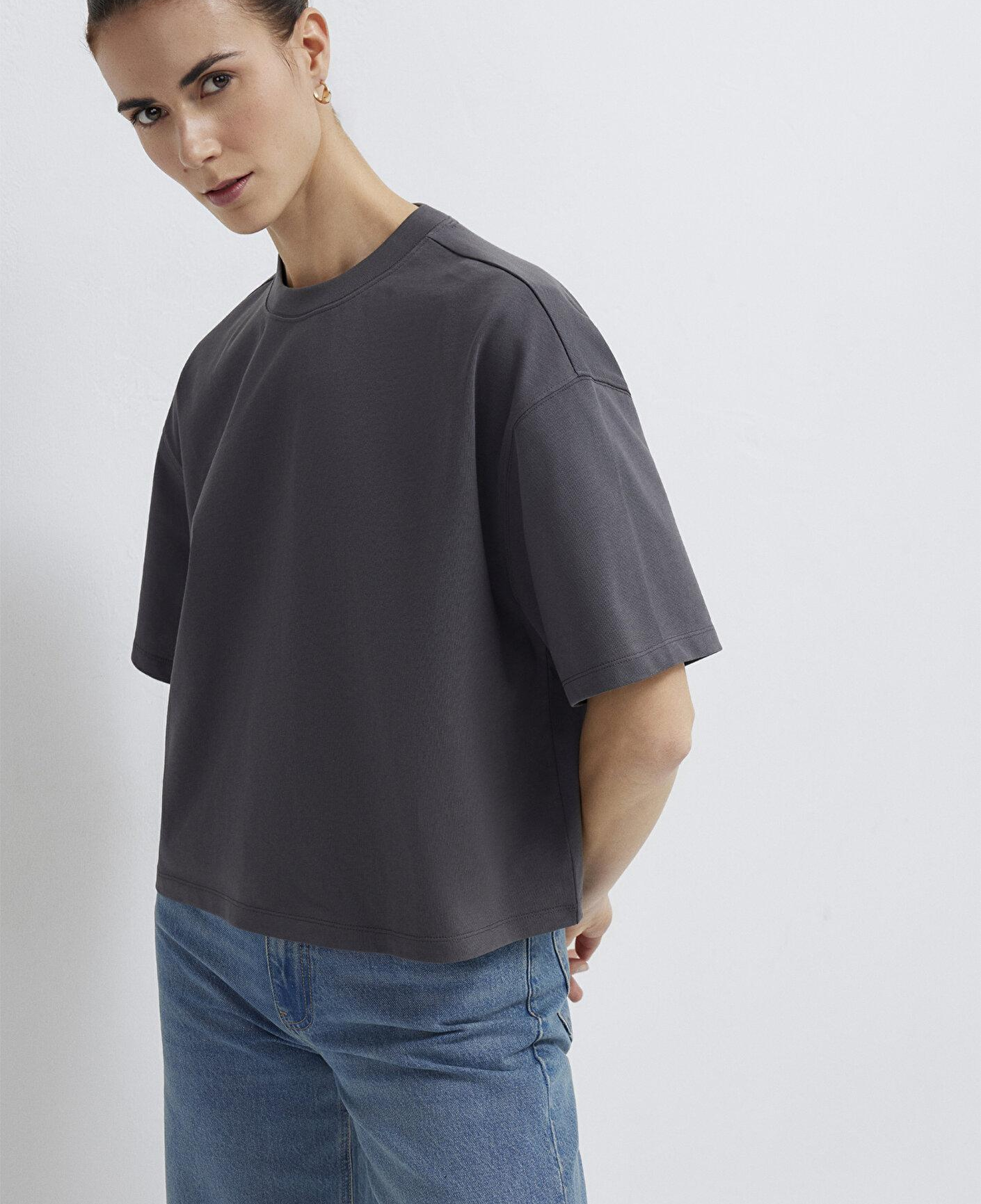 Mavi Antrasit Basic Tişört Oversize / Geniş Kesim 1614179-83620