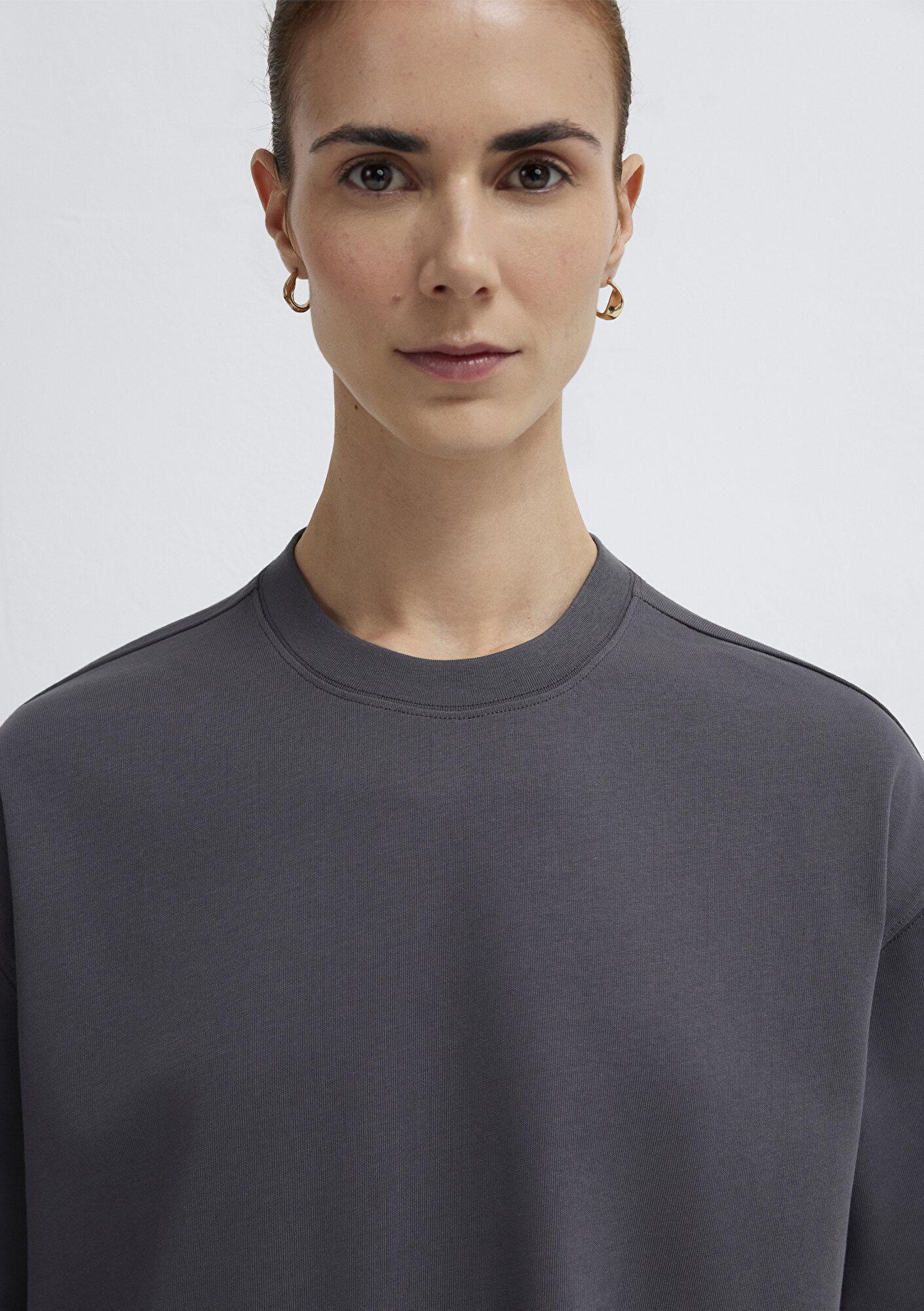 Mavi Antrasit Basic Tişört Oversize / Geniş Kesim 1614179-83620