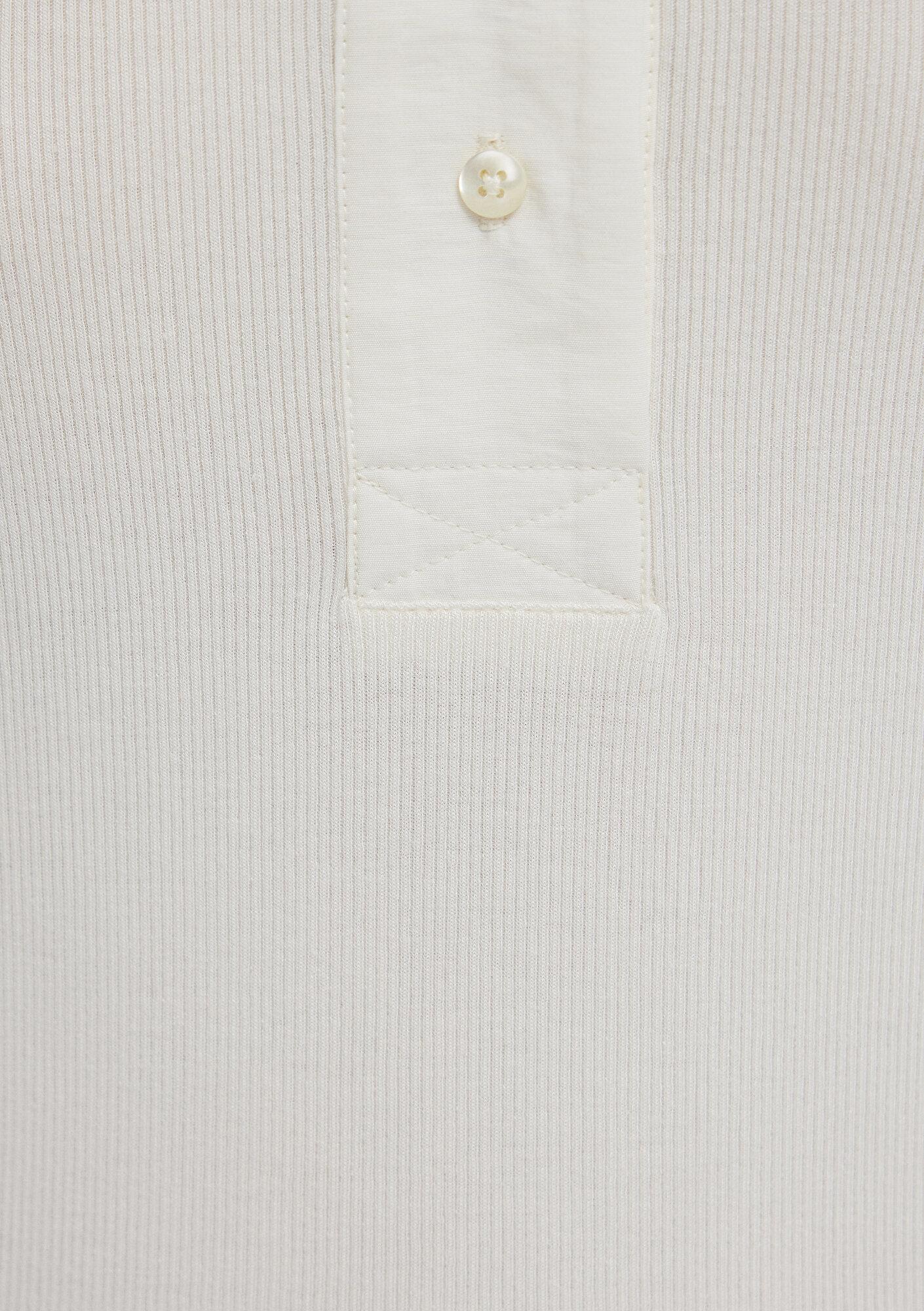 Mavi Düğmeli Ekru Tişört Semi Slim Fit / Yarı Dar Kesim 1614110-70048