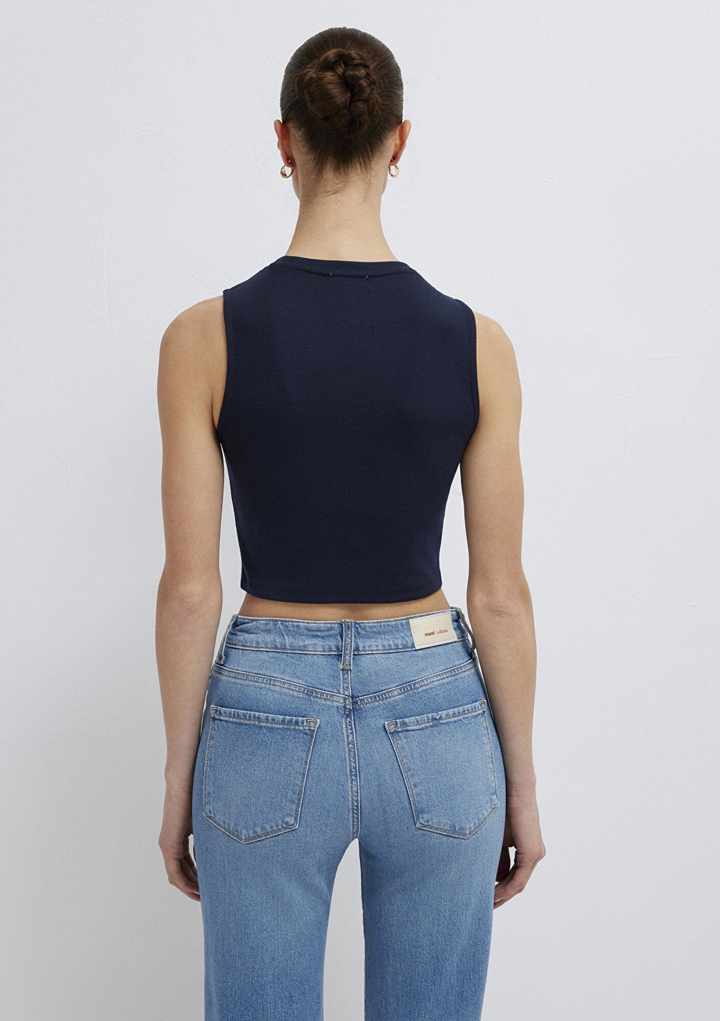 Mavi Lacivert Crop Atlet Crop / Kısa Kesim 1613982-70497